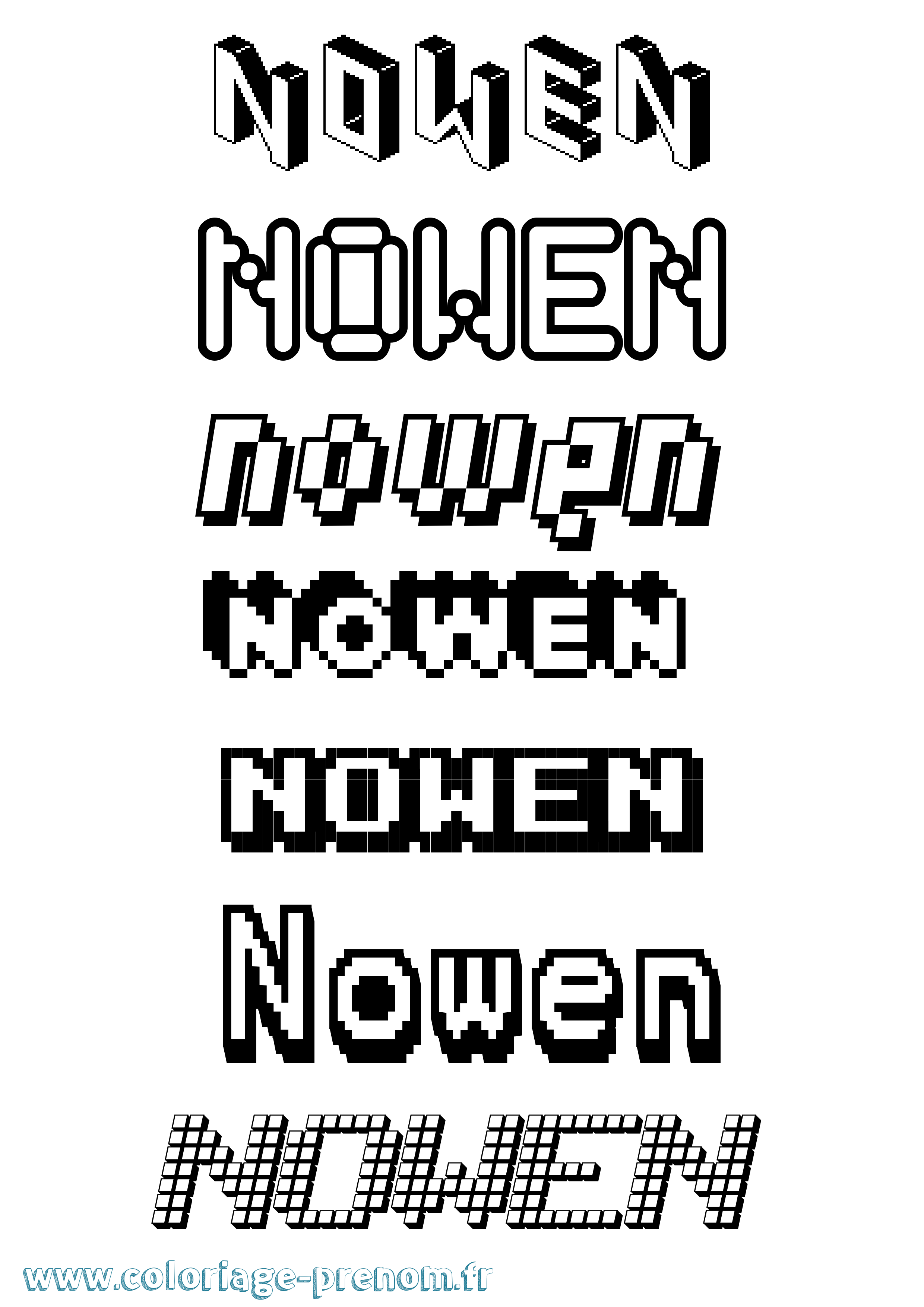 Coloriage Nowen Pixel Coloriage prénom Nowen Pixel