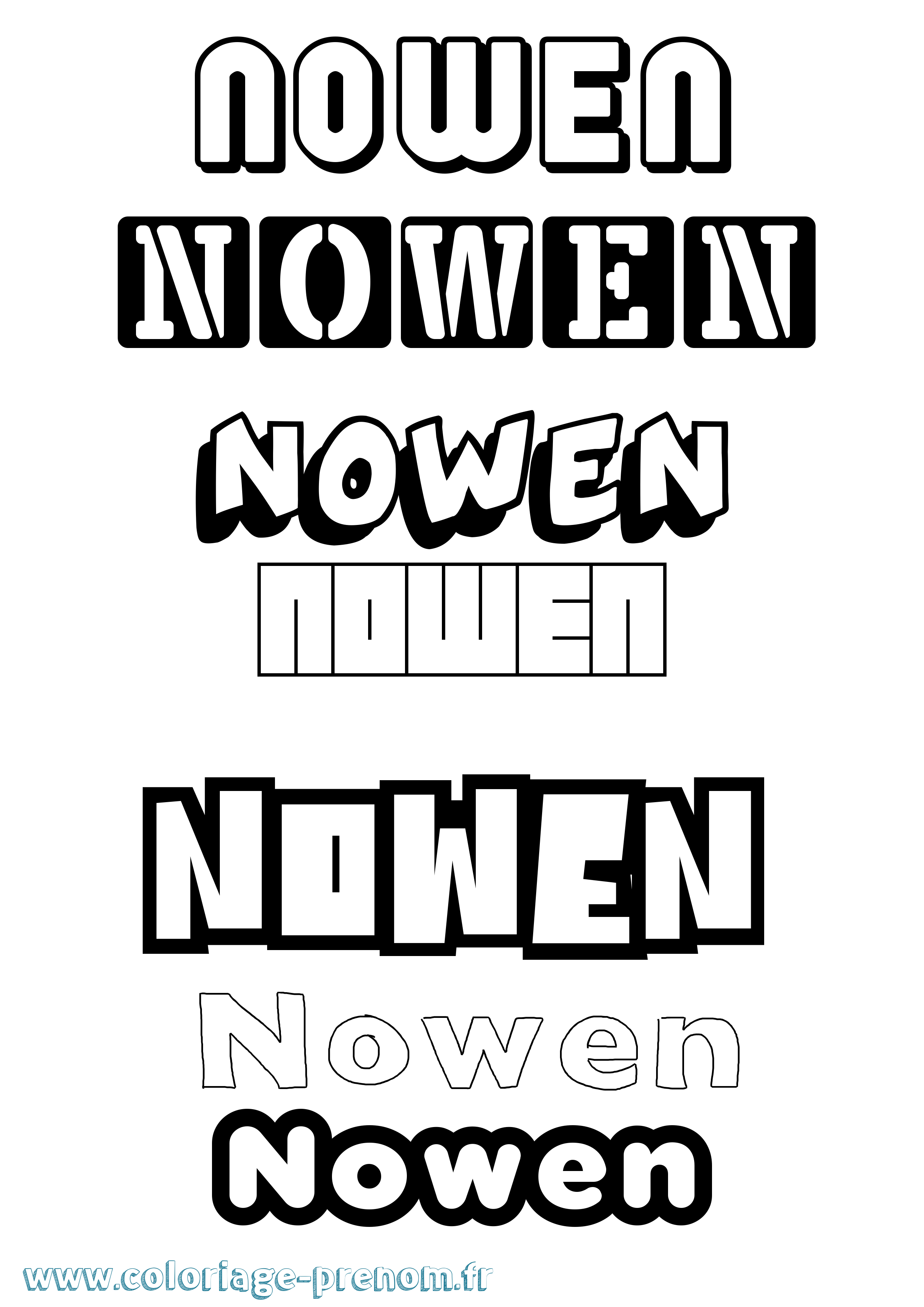 Coloriage Nowen Simple Coloriage prénom Nowen Simple