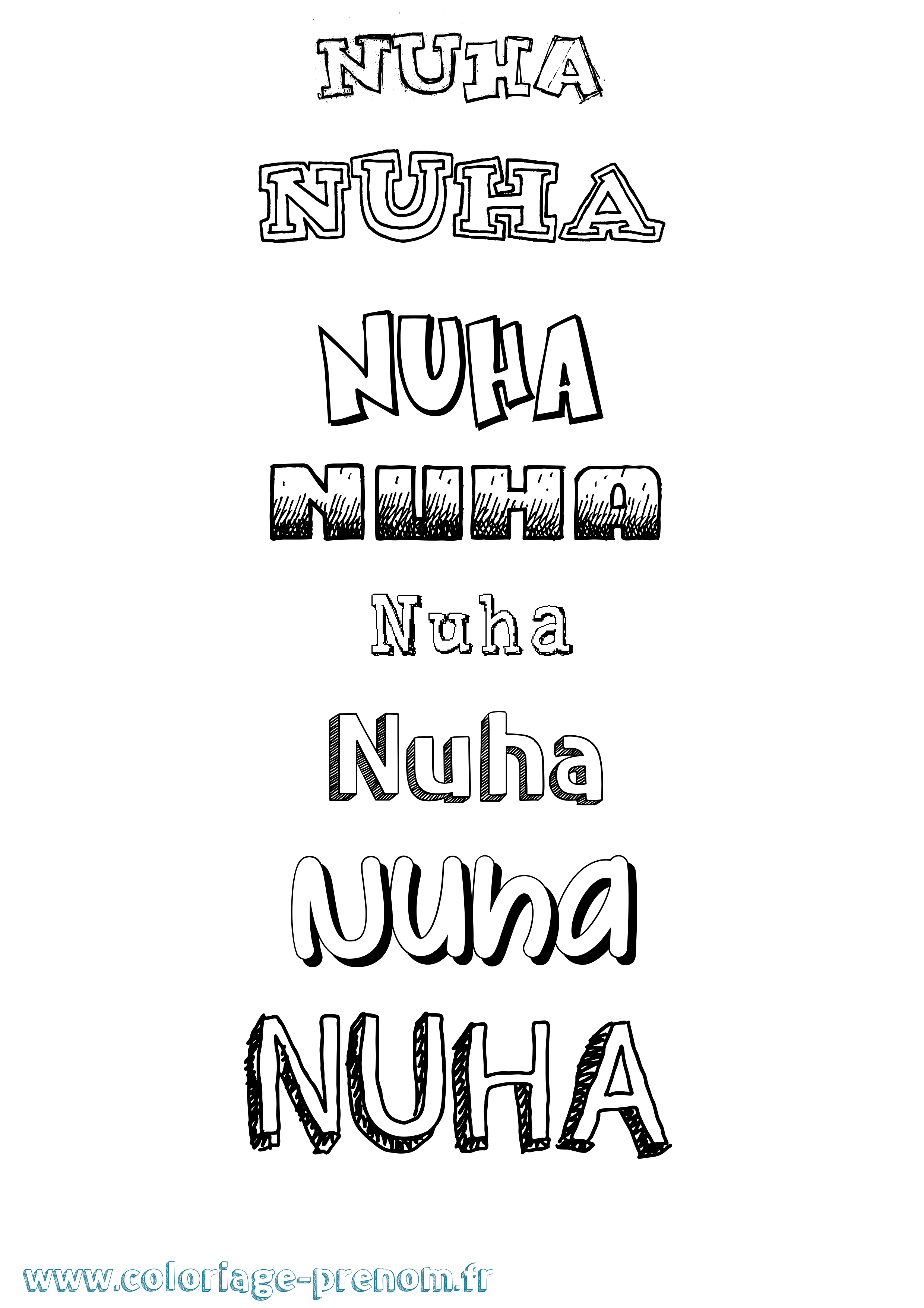 Coloriage Nuha Dessiné Coloriage prénom Nuha Dessiné