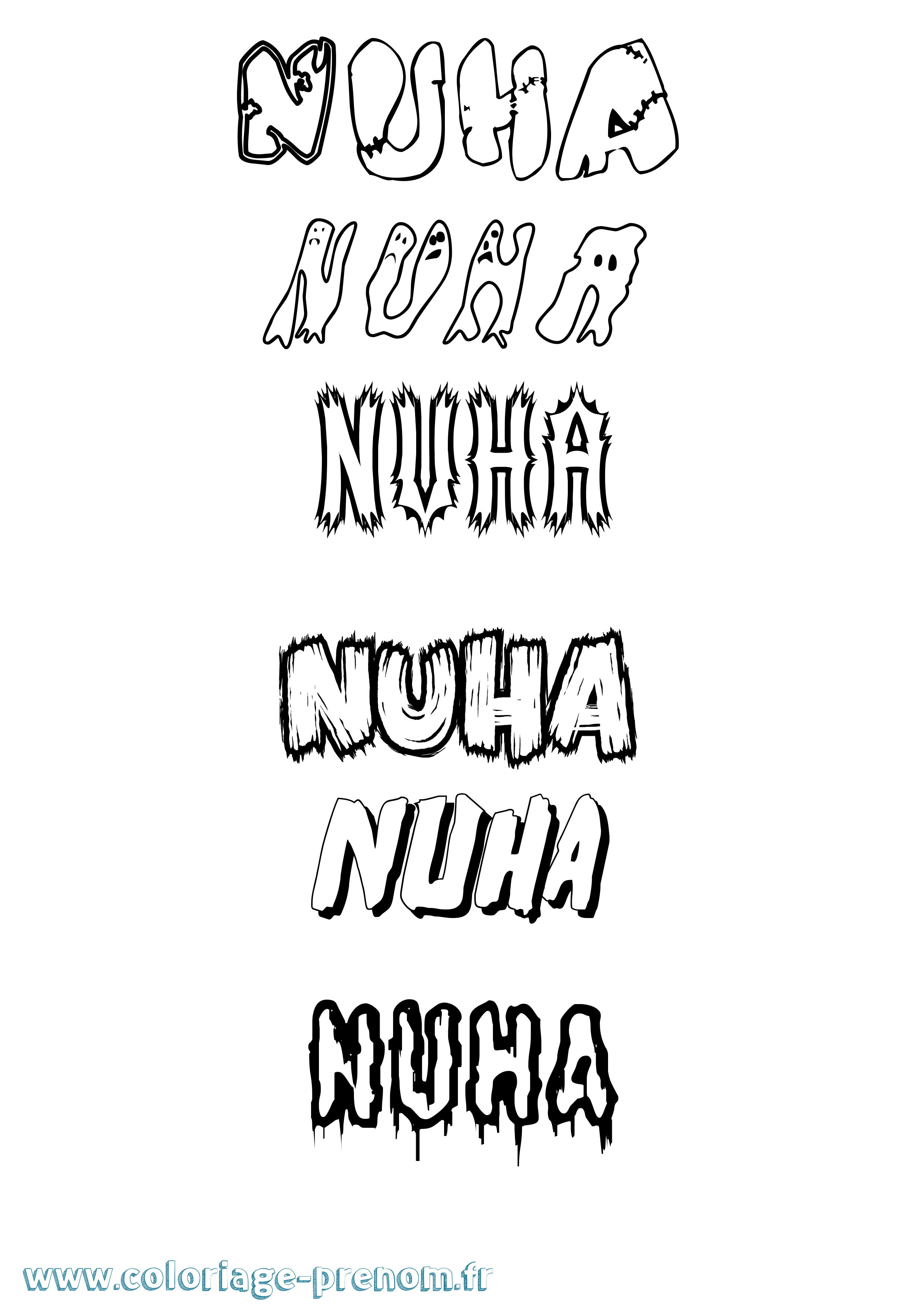 Coloriage Nuha Frisson Coloriage prénom Nuha Frisson