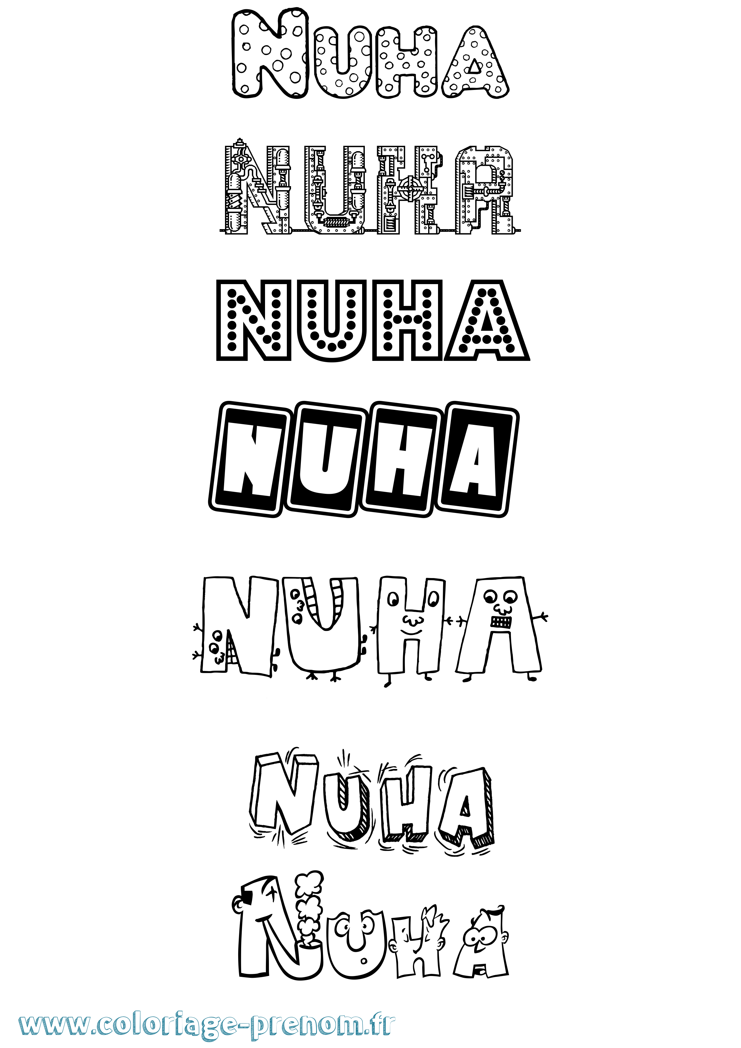 Coloriage Nuha Fun Coloriage prénom Nuha Fun