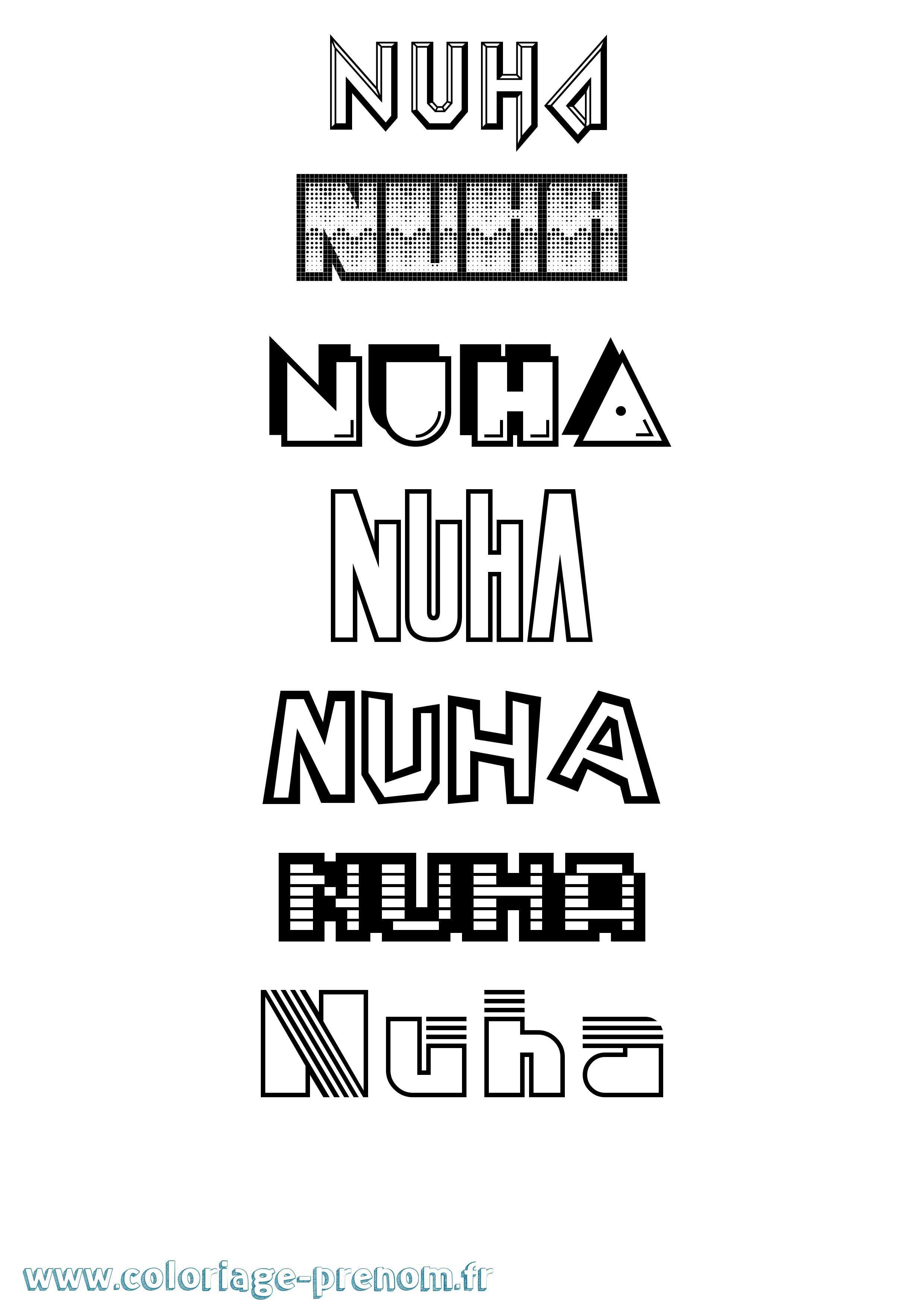 Coloriage Nuha Jeux Vidéos Coloriage prénom Nuha Jeux Vidéos