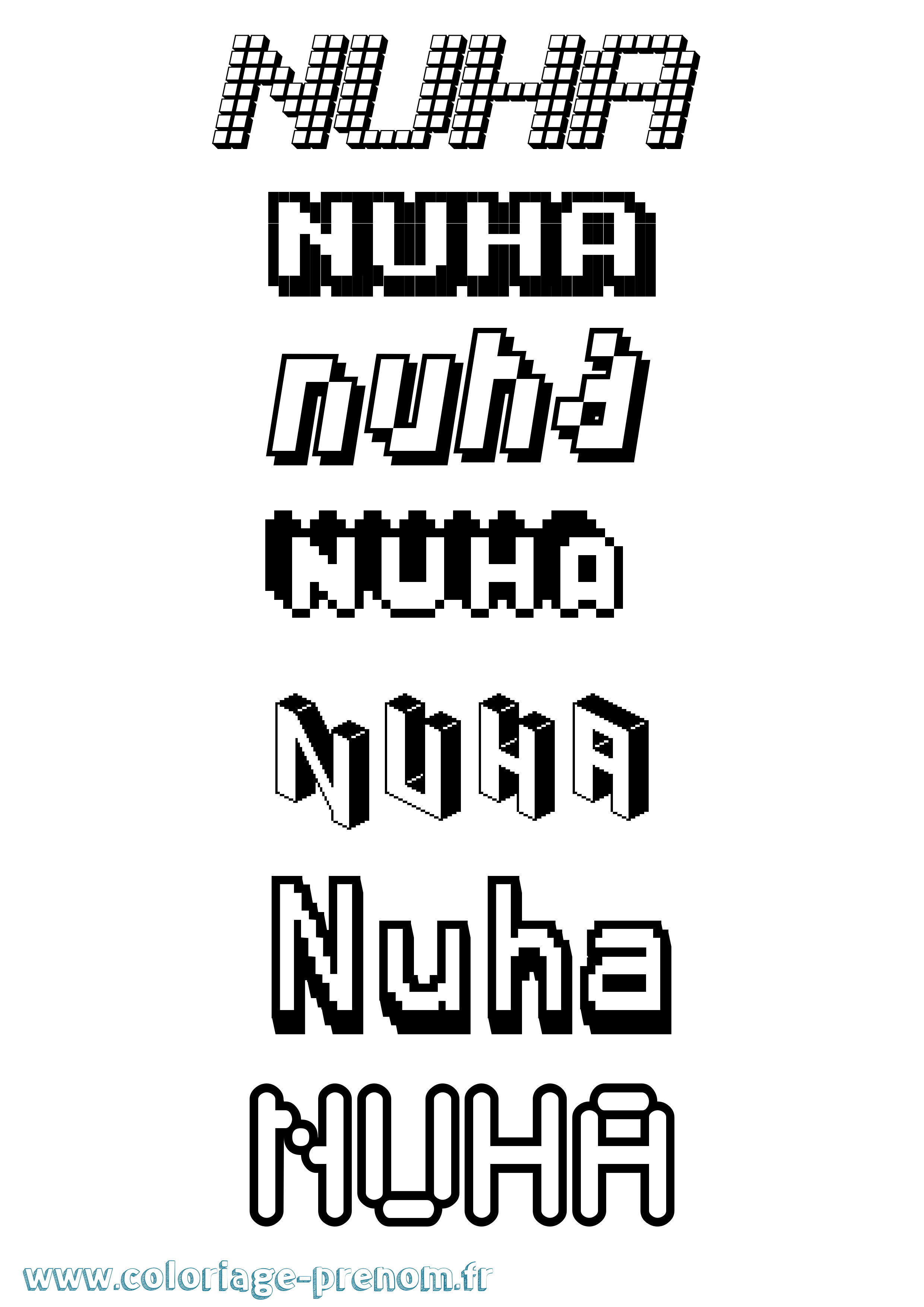 Coloriage Nuha Pixel Coloriage prénom Nuha Pixel