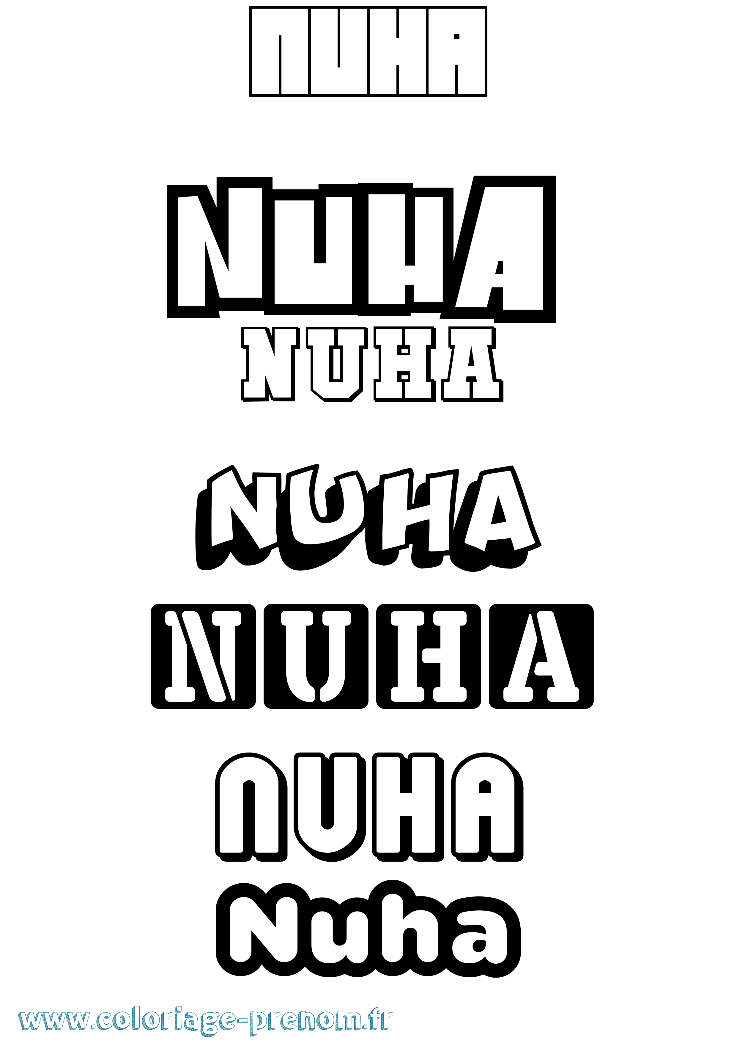 Coloriage Nuha Simple Coloriage prénom Nuha Simple