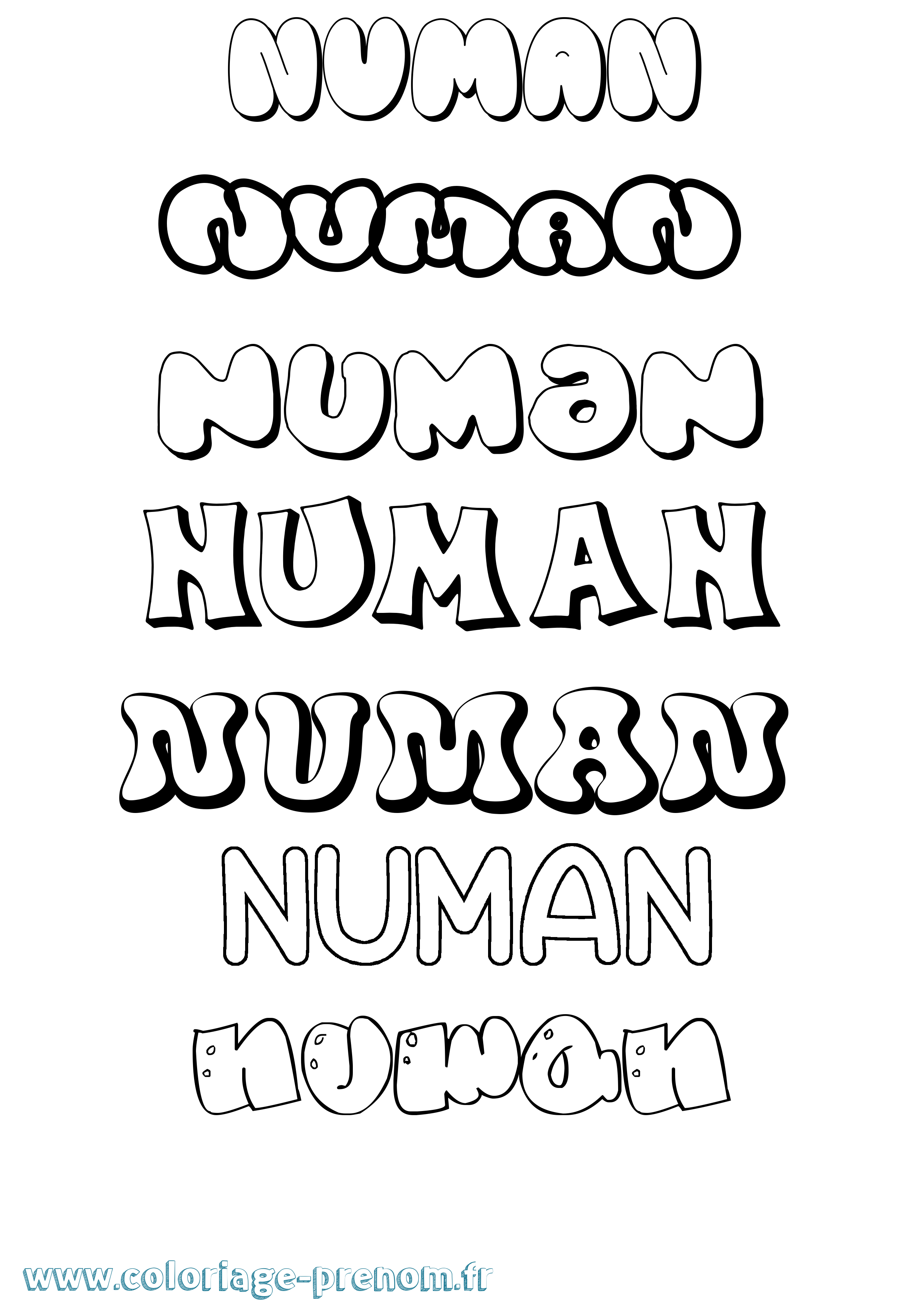 Coloriage Numan Bubble Coloriage prénom Numan Bubble