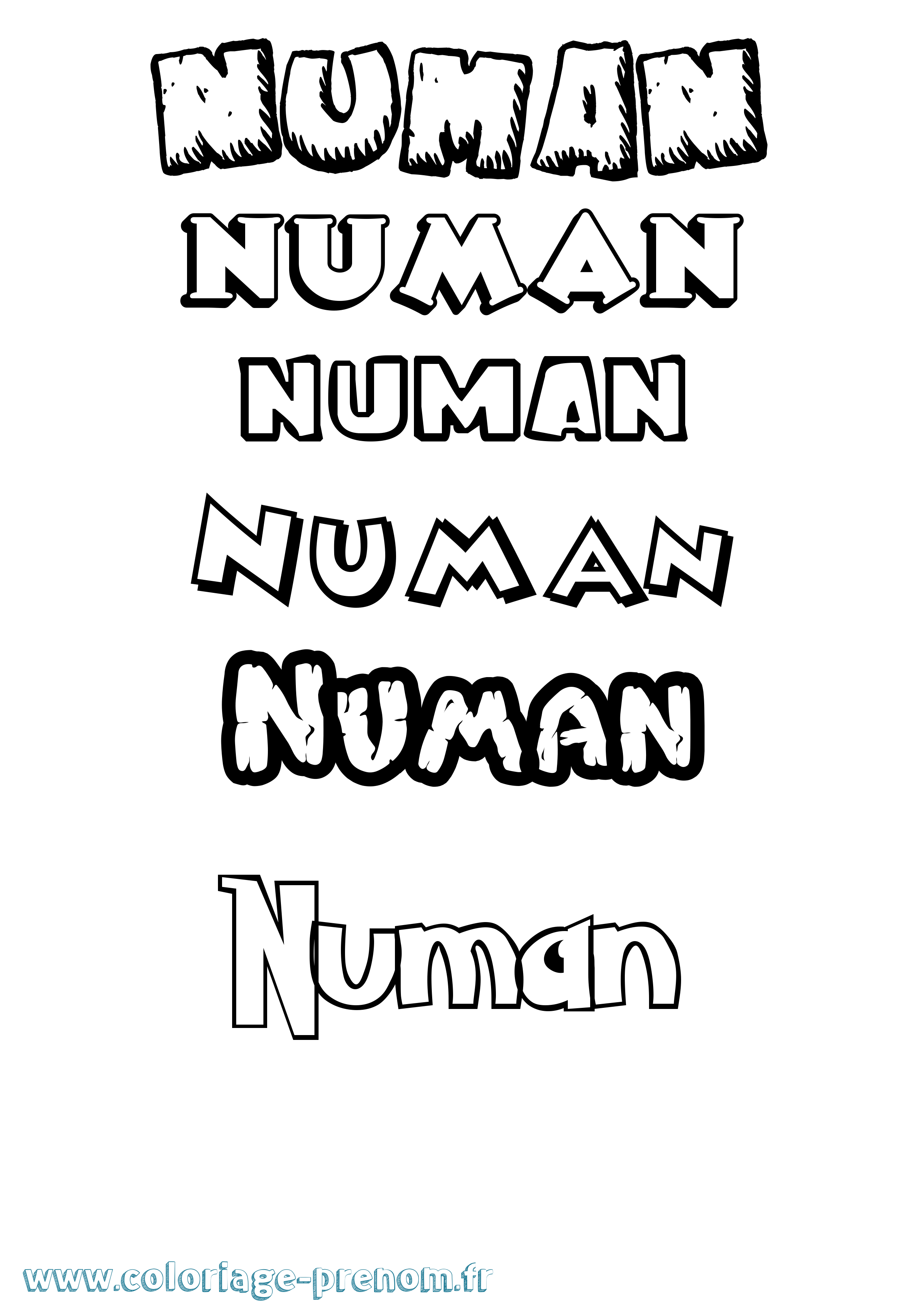 Coloriage Numan Dessin Animé Coloriage prénom Numan Dessin Animé