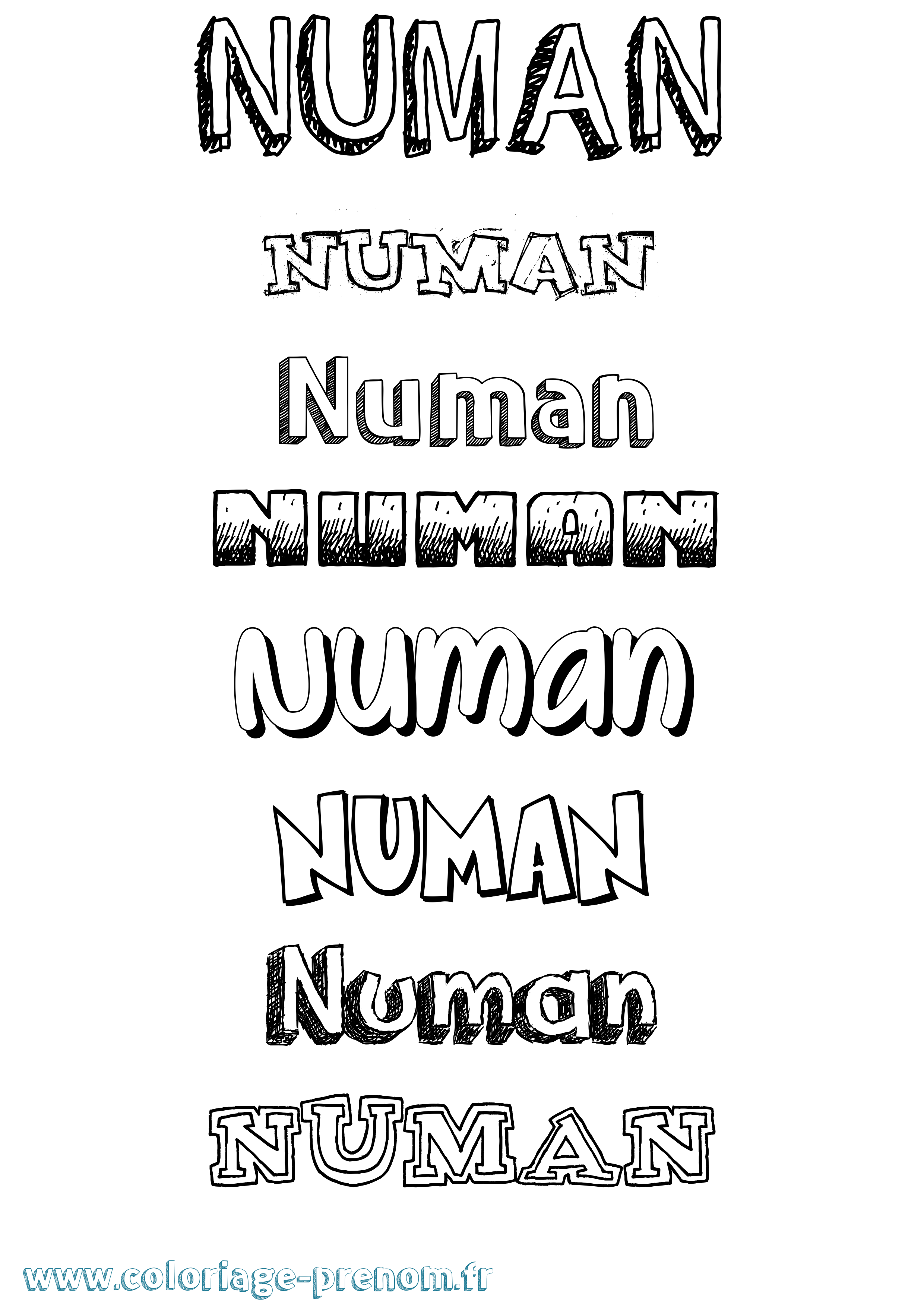 Coloriage Numan Dessiné Coloriage prénom Numan Dessiné