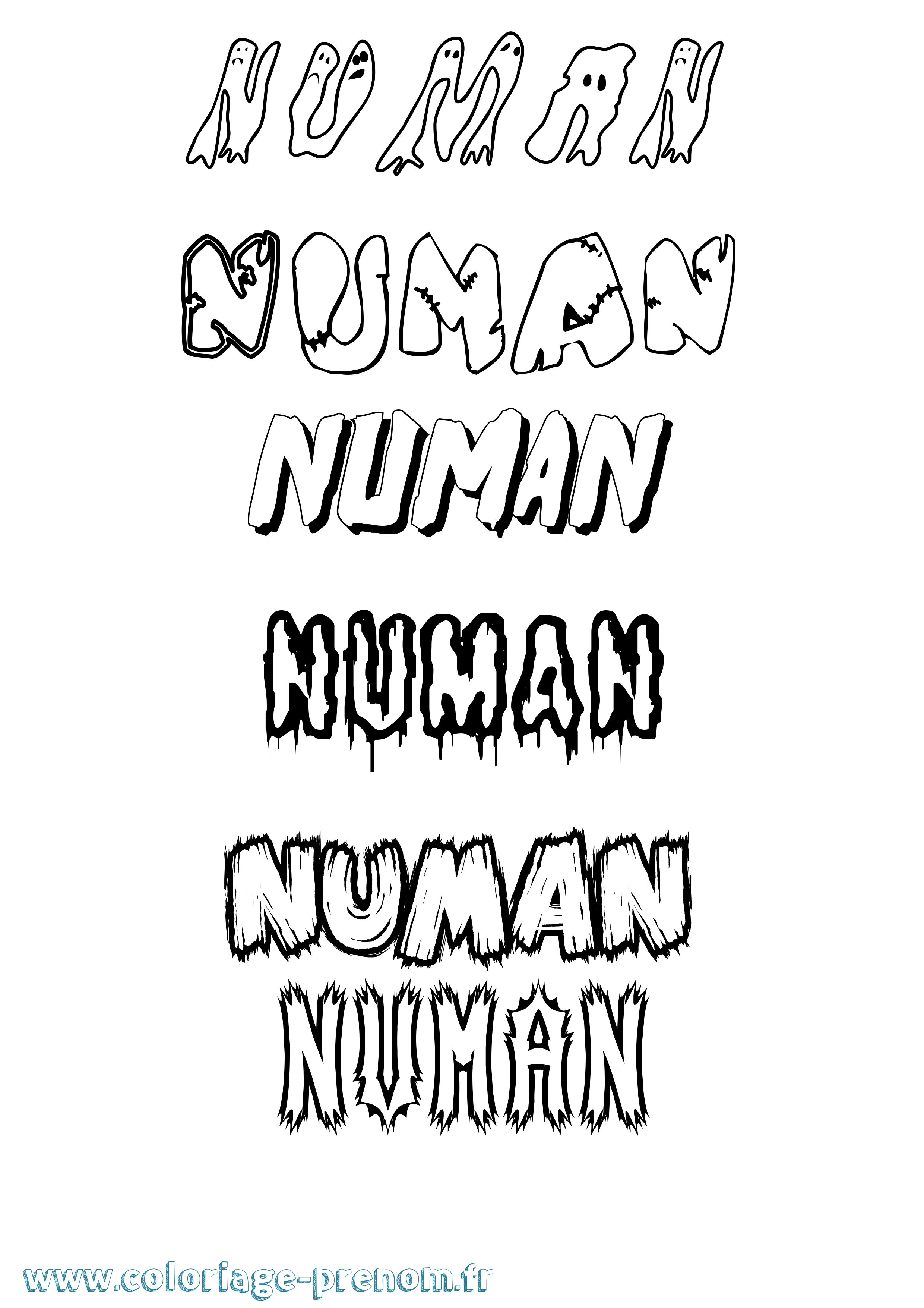 Coloriage Numan Frisson Coloriage prénom Numan Frisson