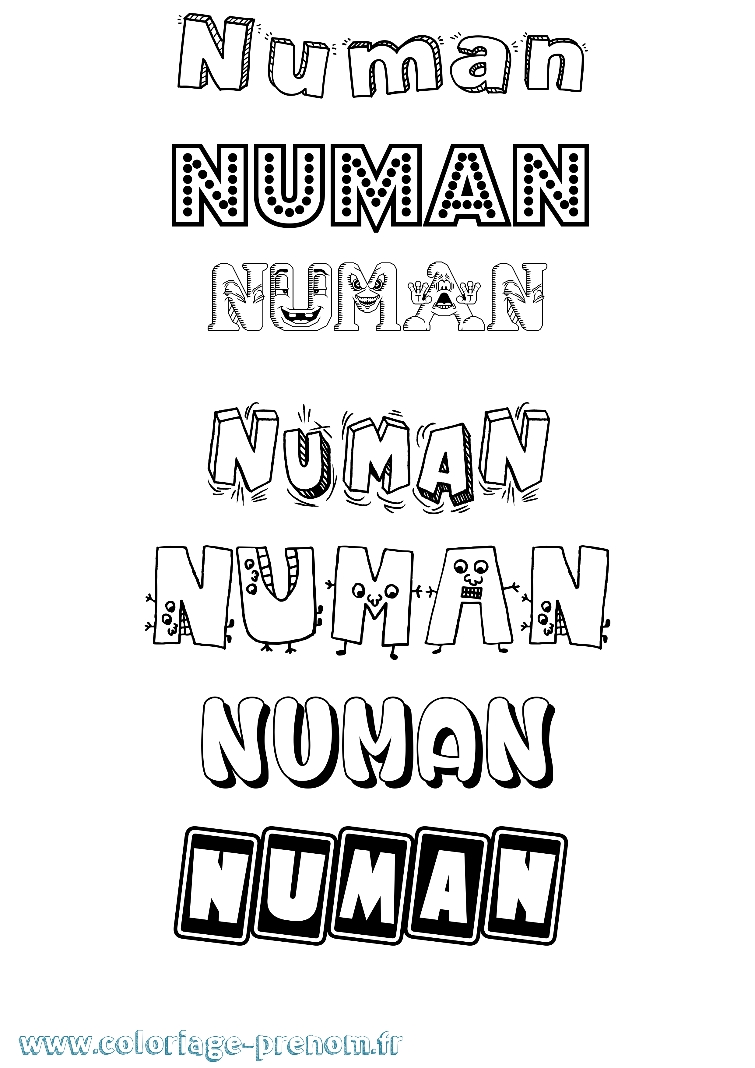 Coloriage Numan Fun Coloriage prénom Numan Fun