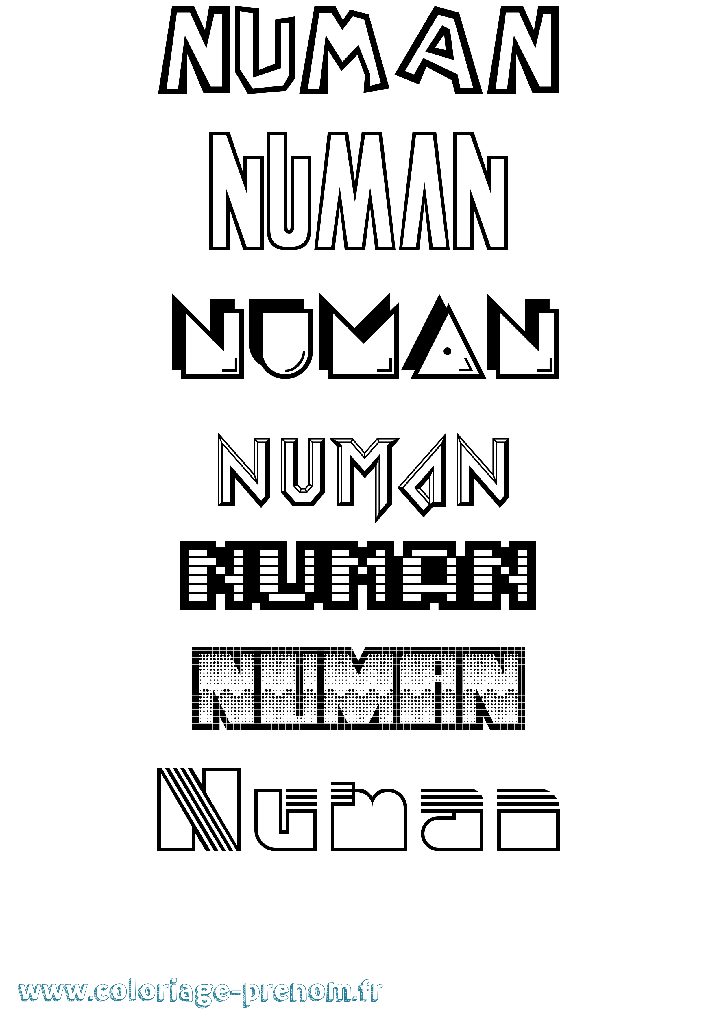 Coloriage Numan Jeux Vidéos Coloriage prénom Numan Jeux Vidéos