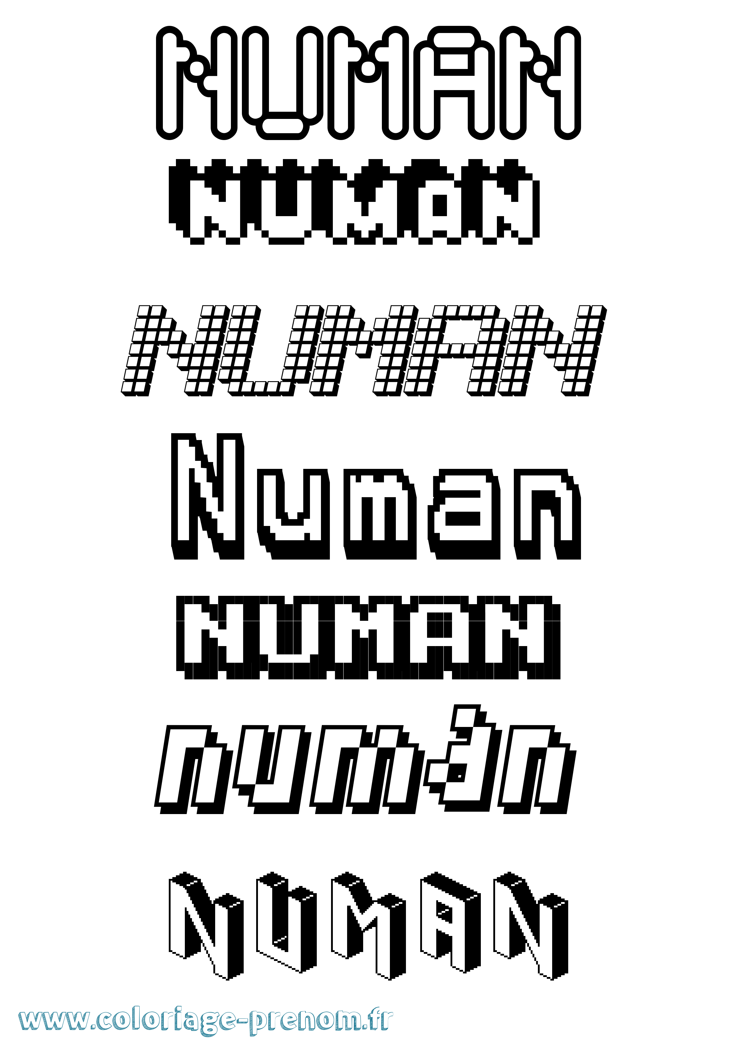 Coloriage Numan Pixel Coloriage prénom Numan Pixel