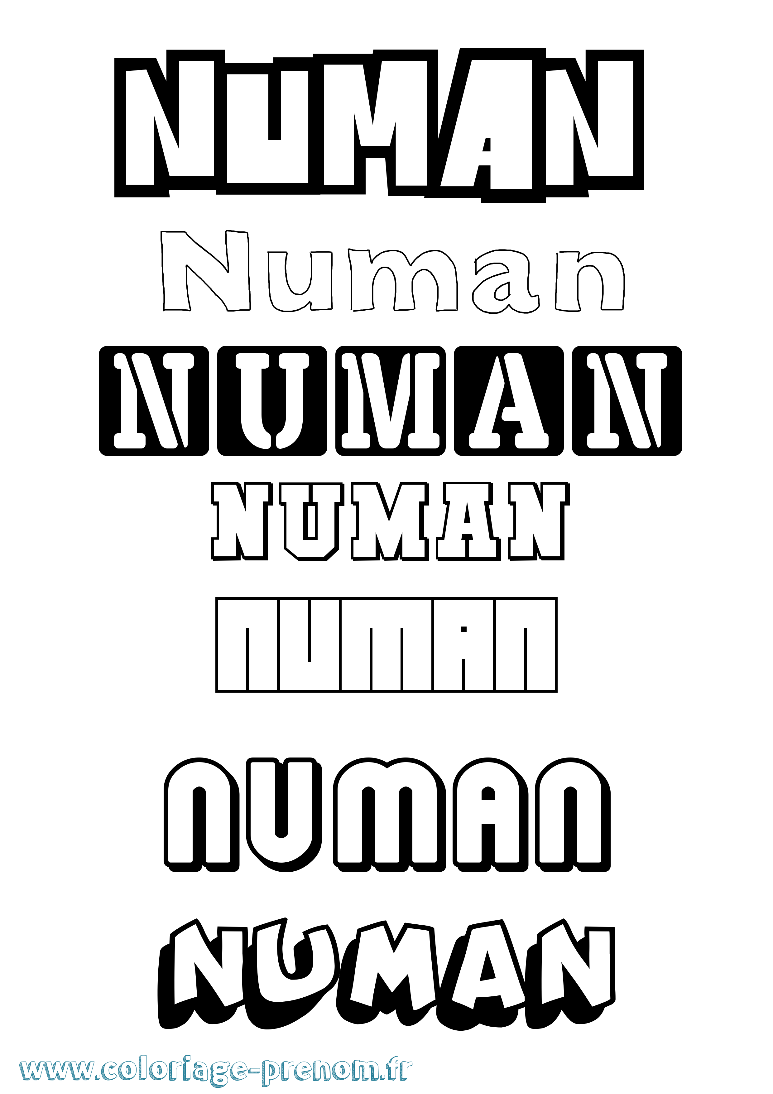 Coloriage Numan Simple Coloriage prénom Numan Simple