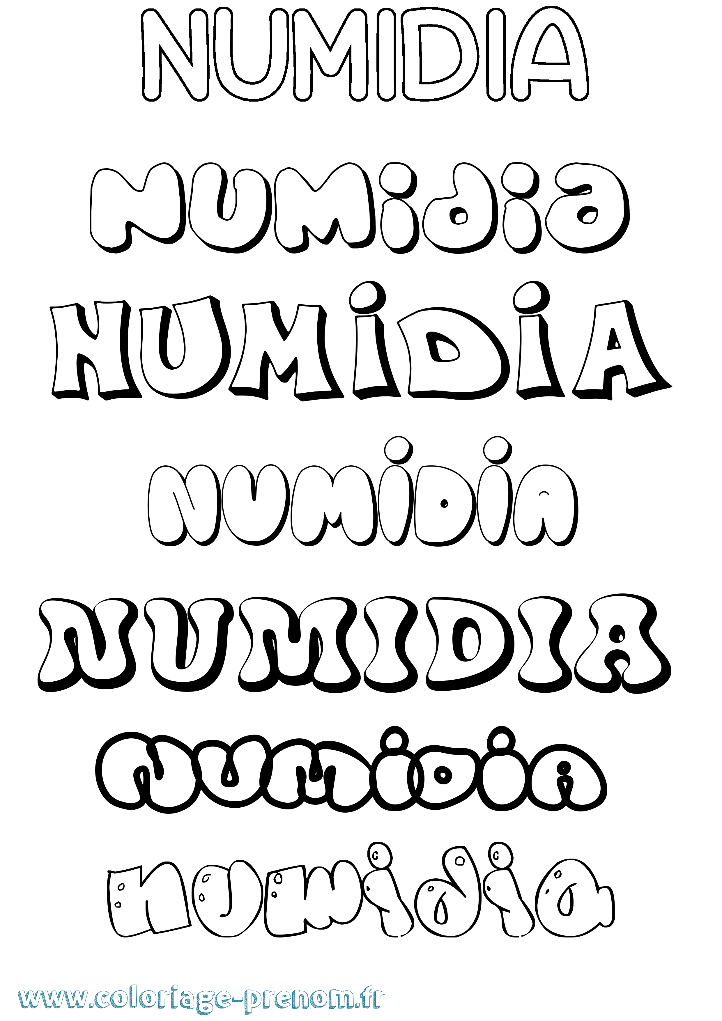 Coloriage Numidia Bubble Coloriage prénom Numidia Bubble