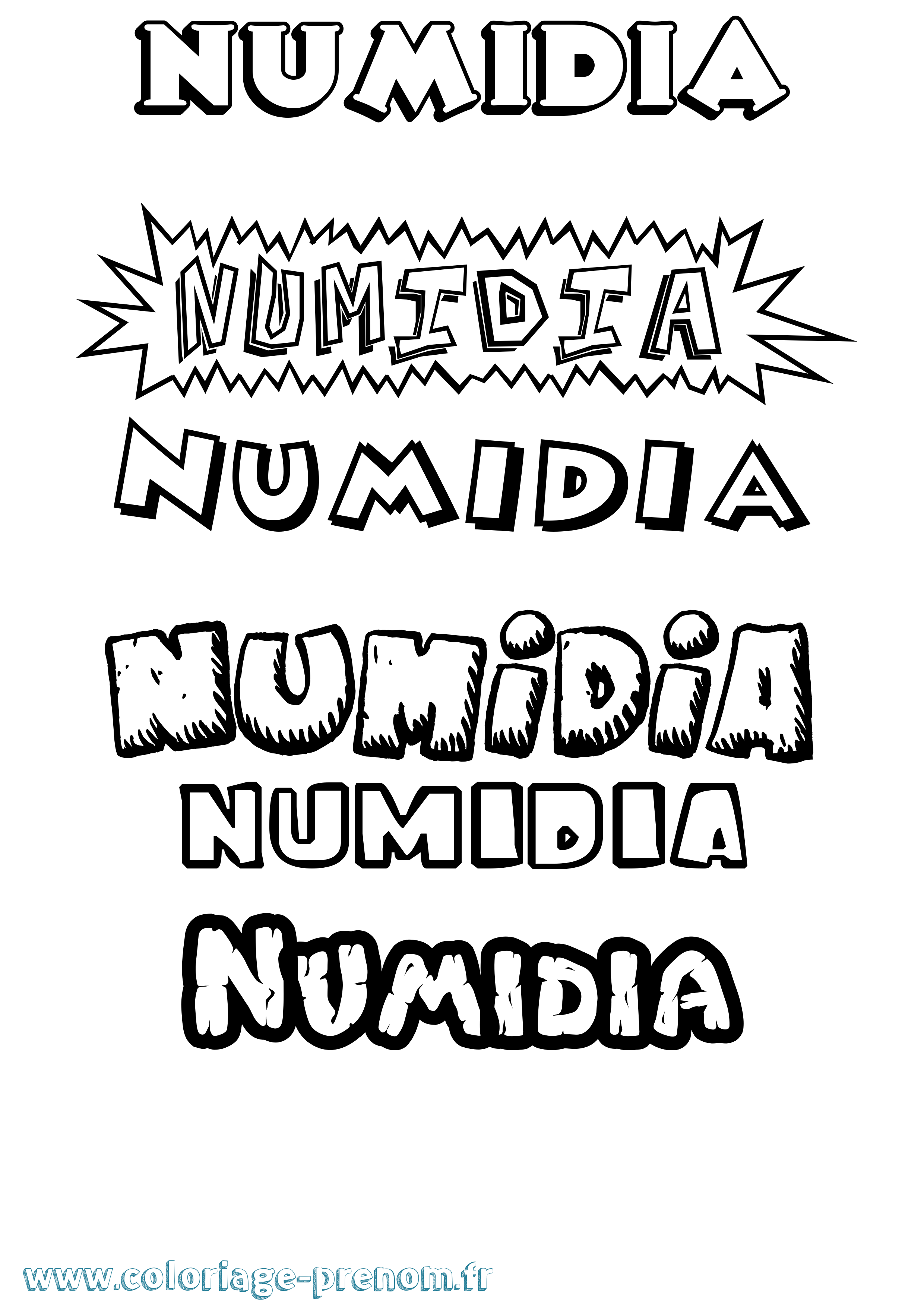 Coloriage Numidia Dessin Animé Coloriage prénom Numidia Dessin Animé