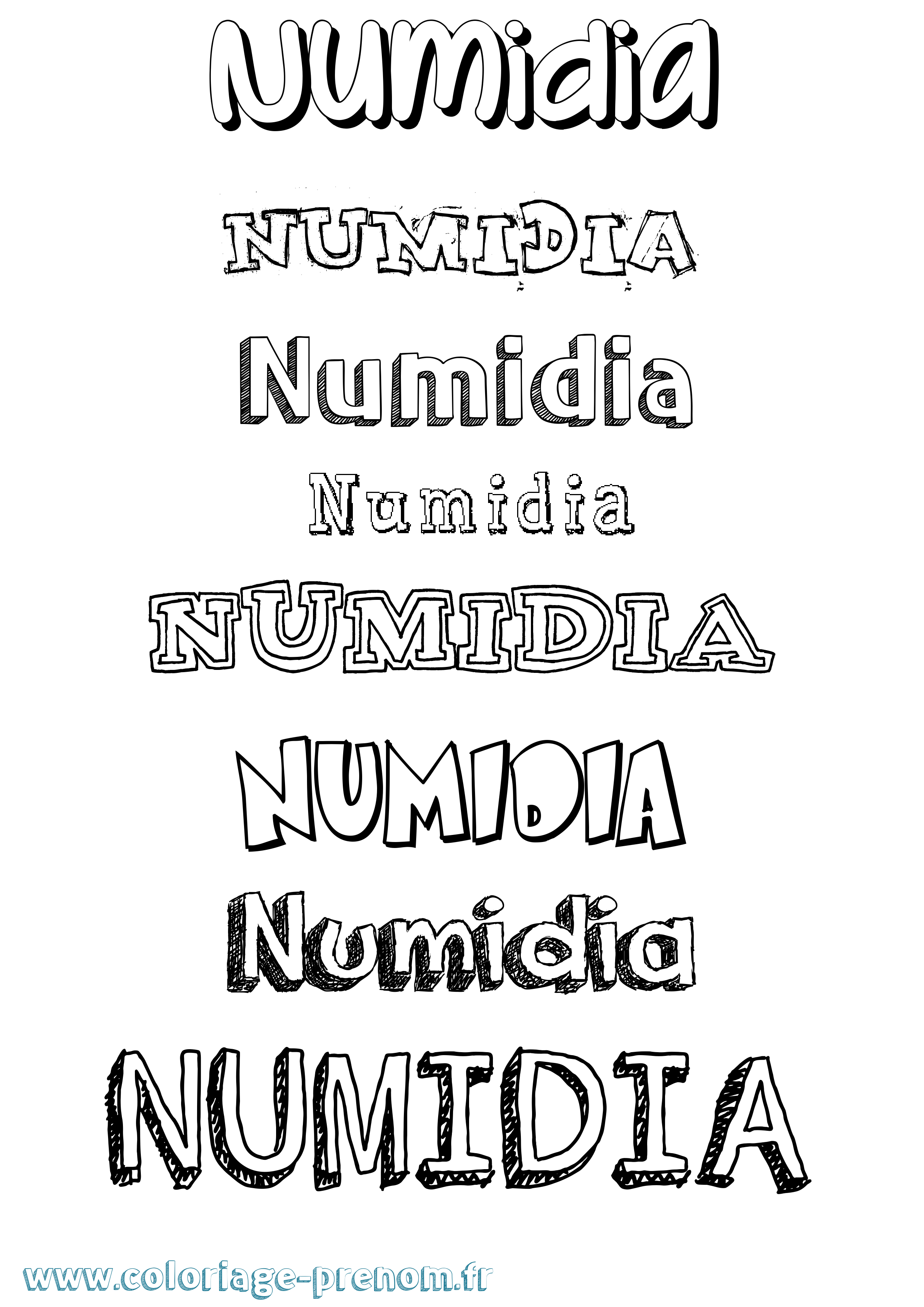 Coloriage Numidia Dessiné Coloriage prénom Numidia Dessiné