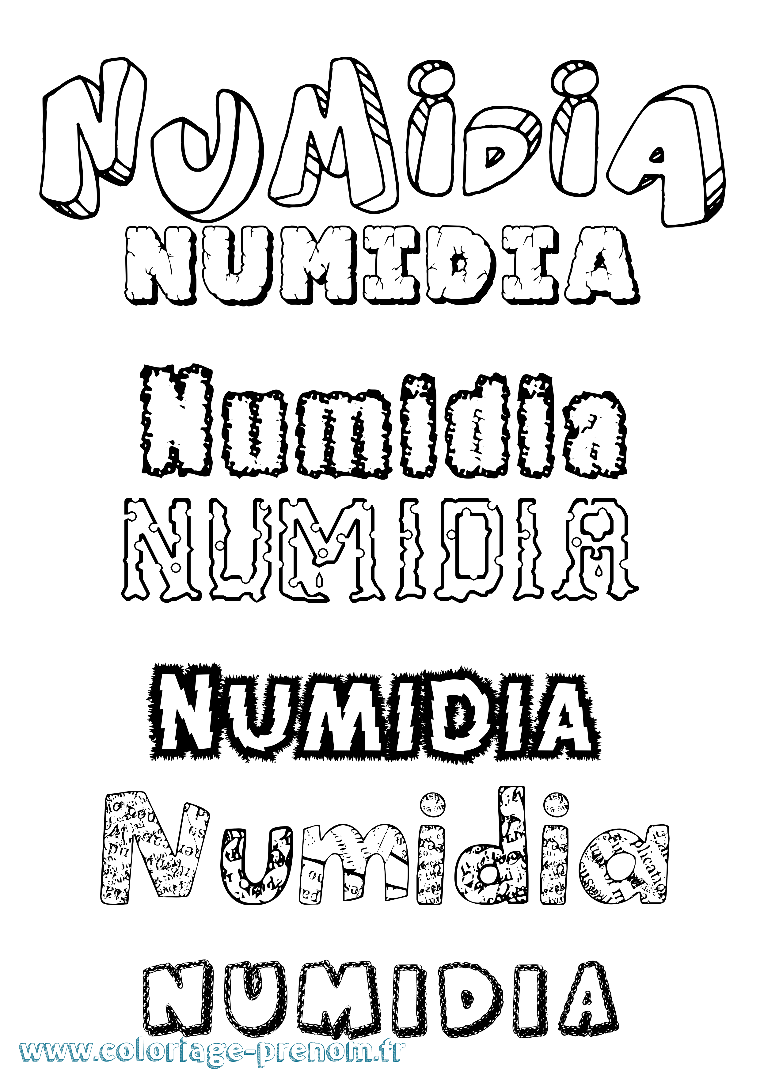 Coloriage Numidia Destructuré Coloriage prénom Numidia Destructuré