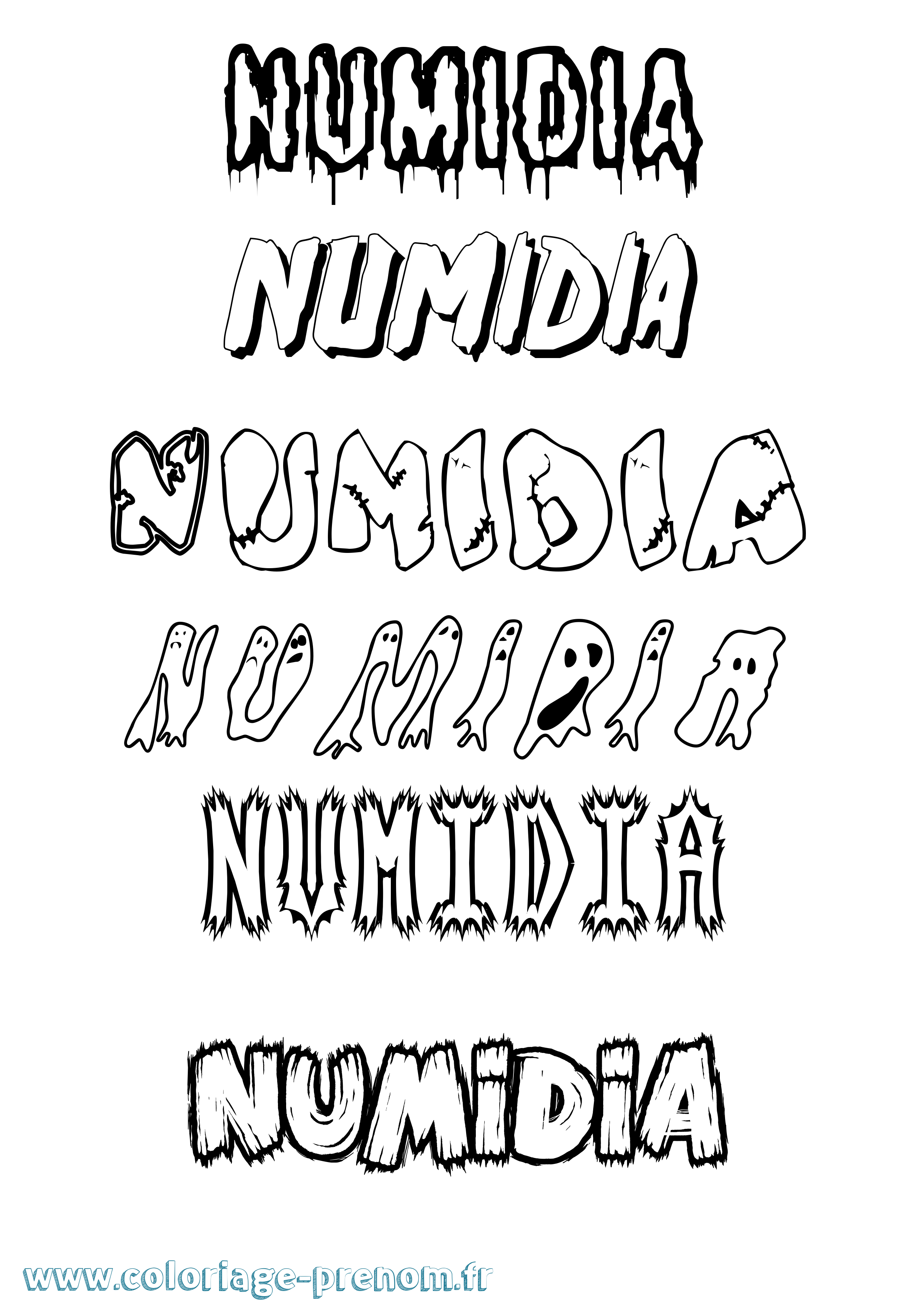 Coloriage Numidia Frisson Coloriage prénom Numidia Frisson