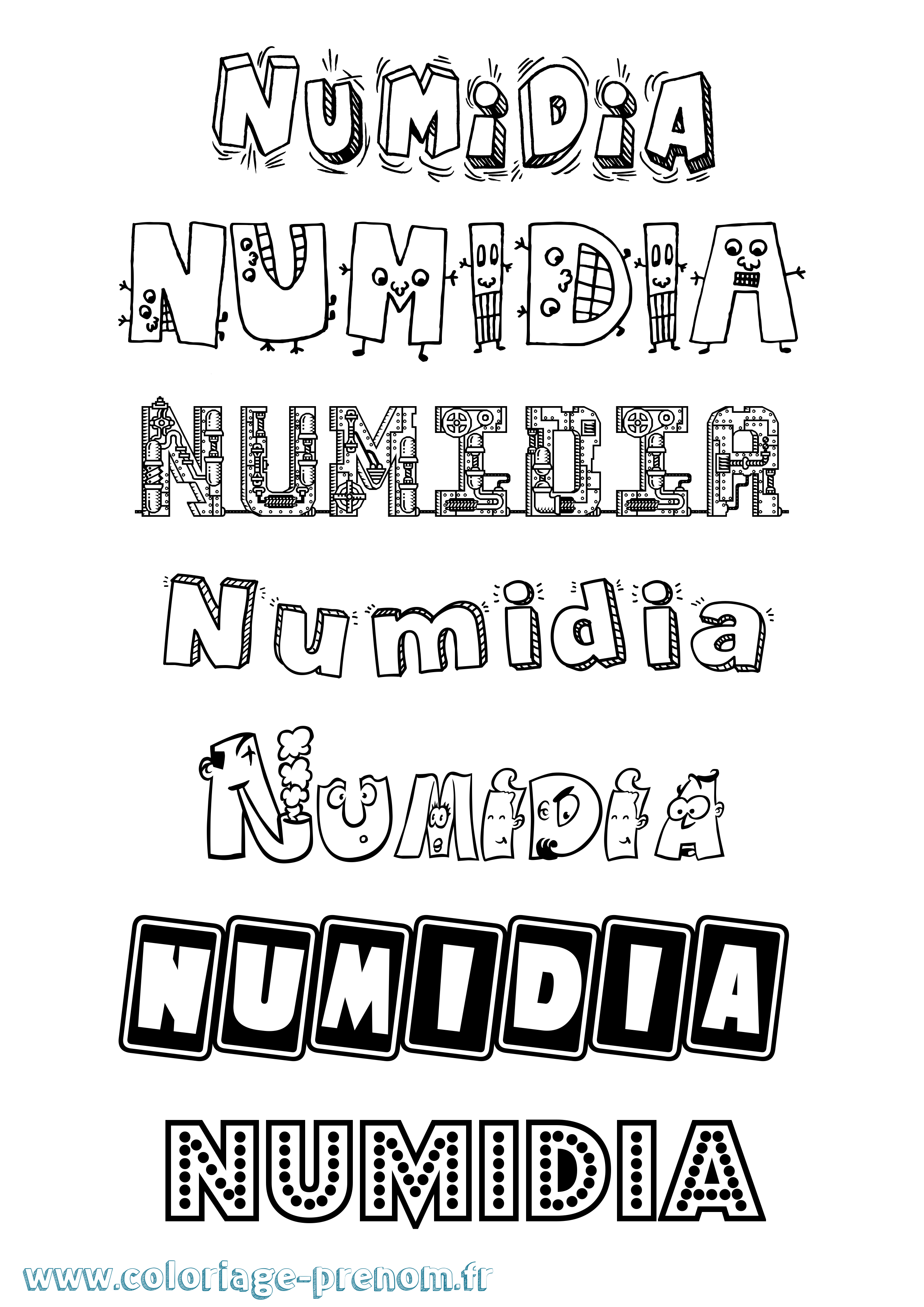 Coloriage Numidia Fun Coloriage prénom Numidia Fun
