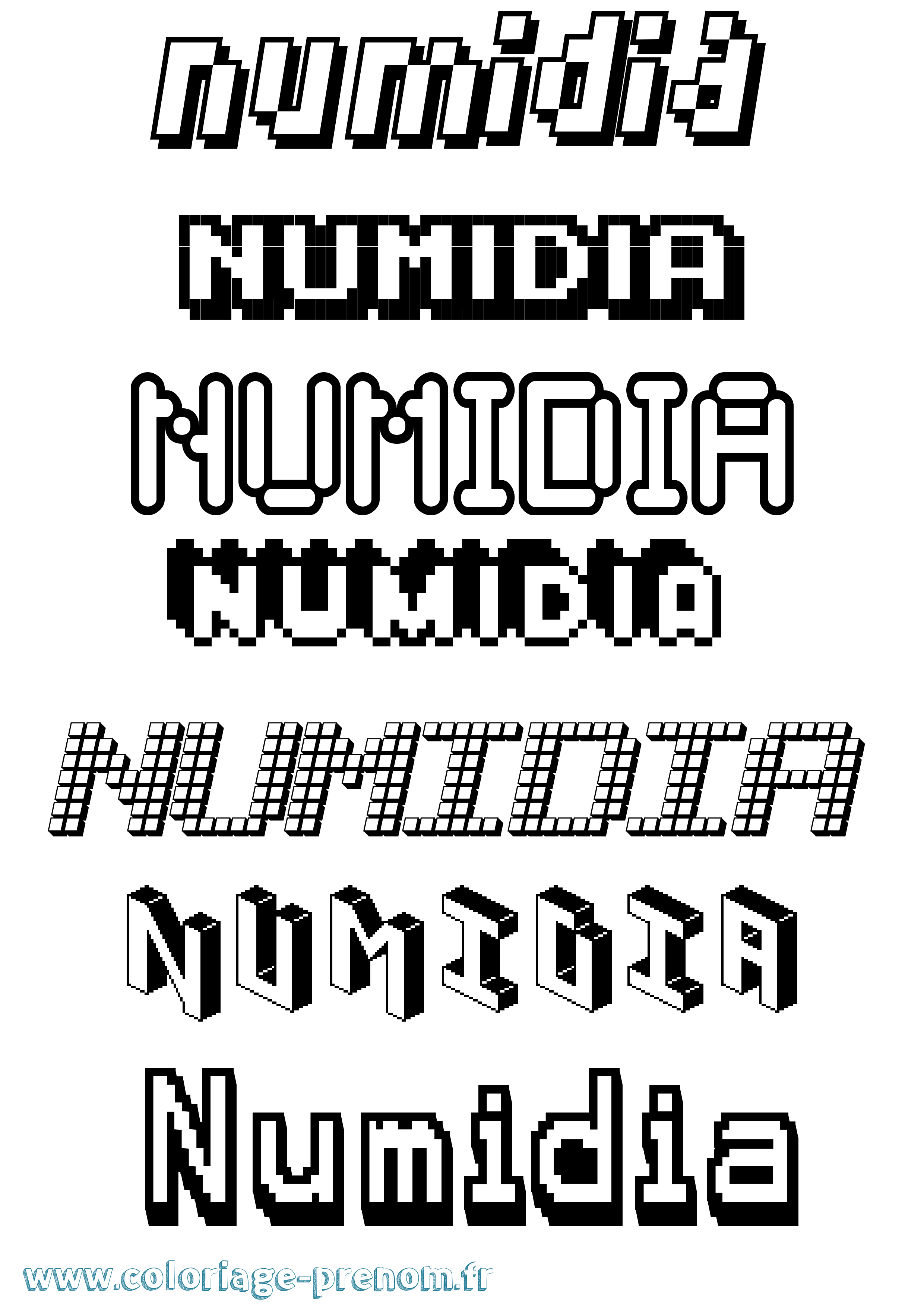 Coloriage Numidia Pixel Coloriage prénom Numidia Pixel