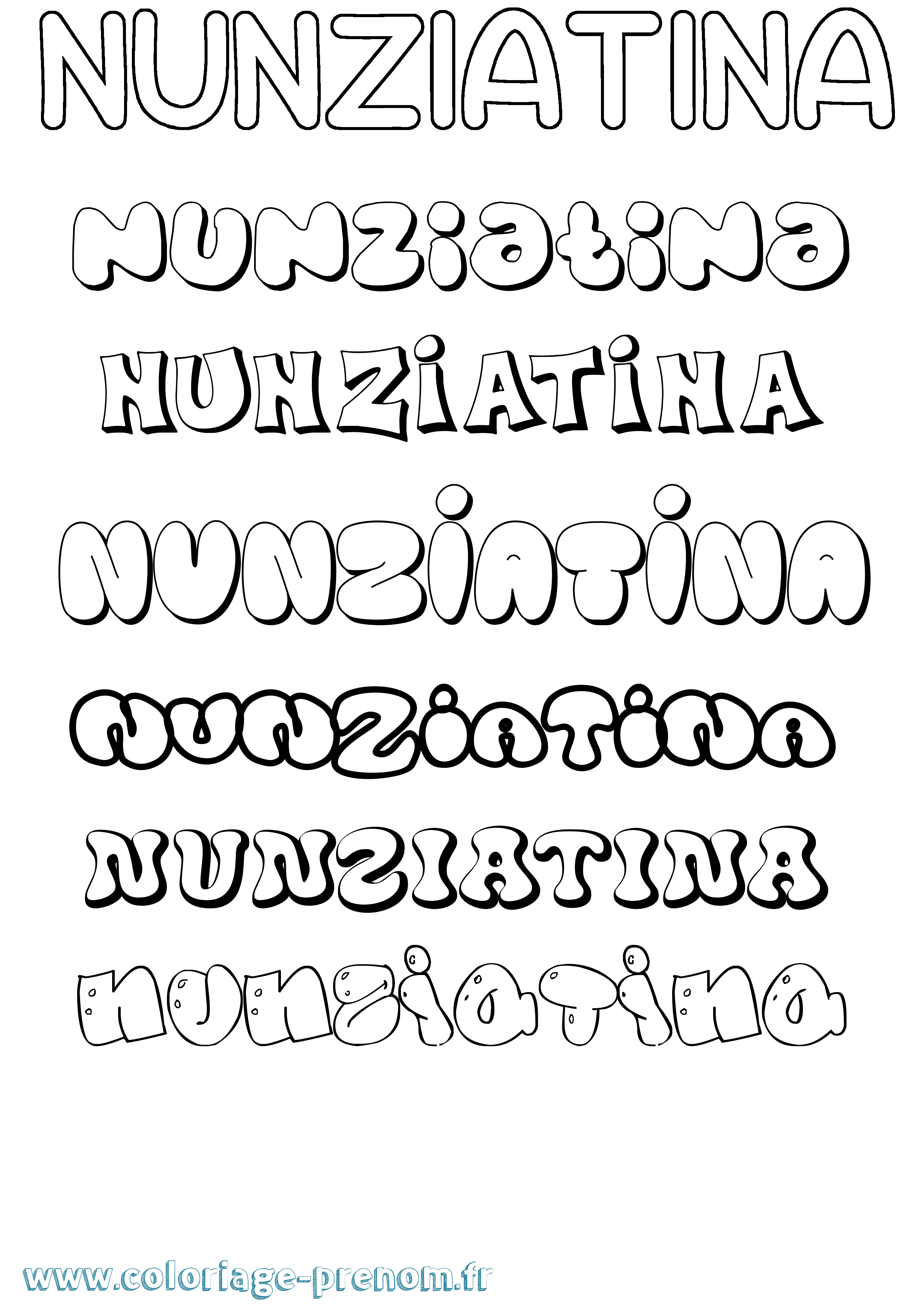 Coloriage Nunziatina Bubble Coloriage prénom Nunziatina Bubble