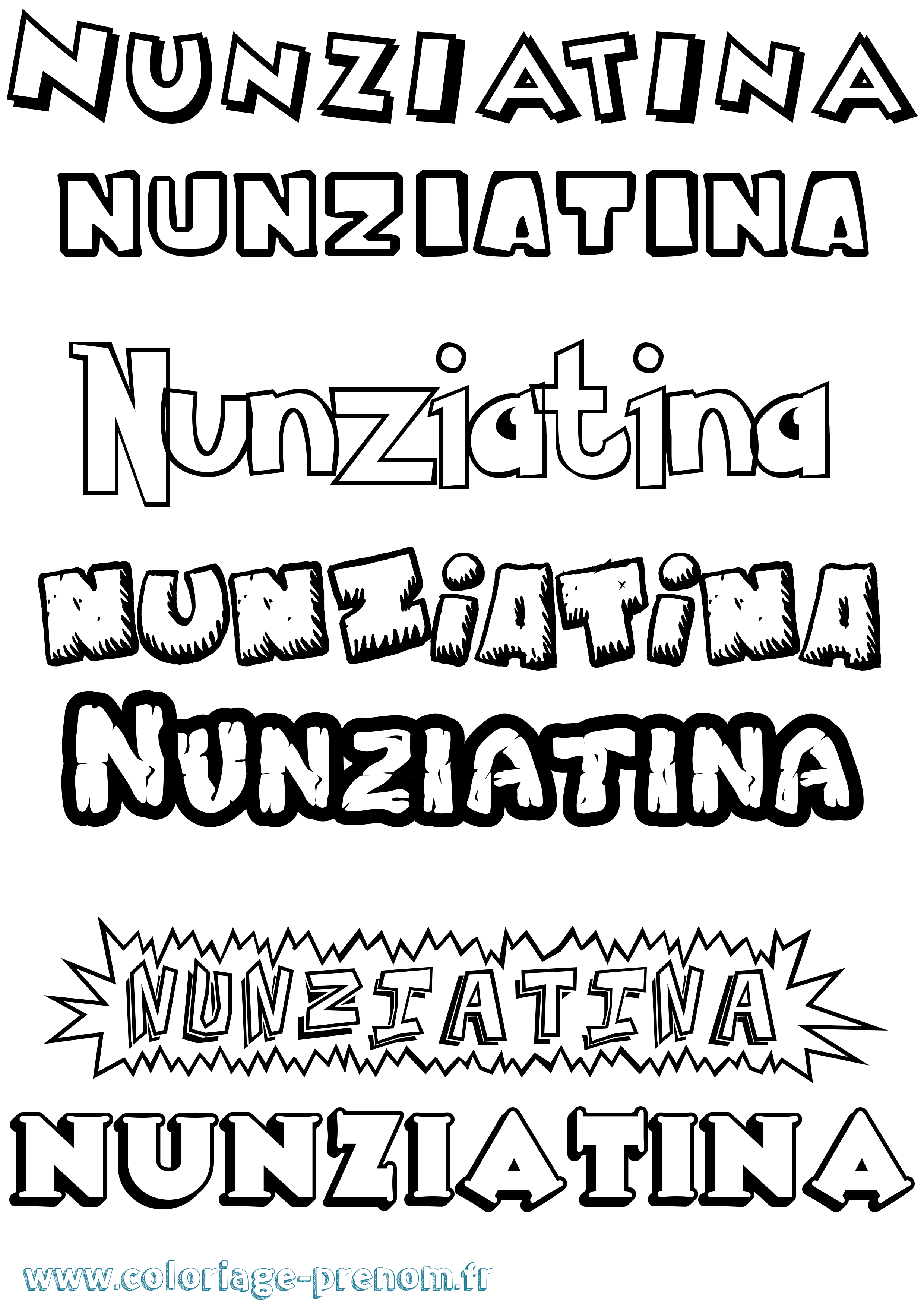 Coloriage Nunziatina Dessin Animé Coloriage prénom Nunziatina Dessin Animé