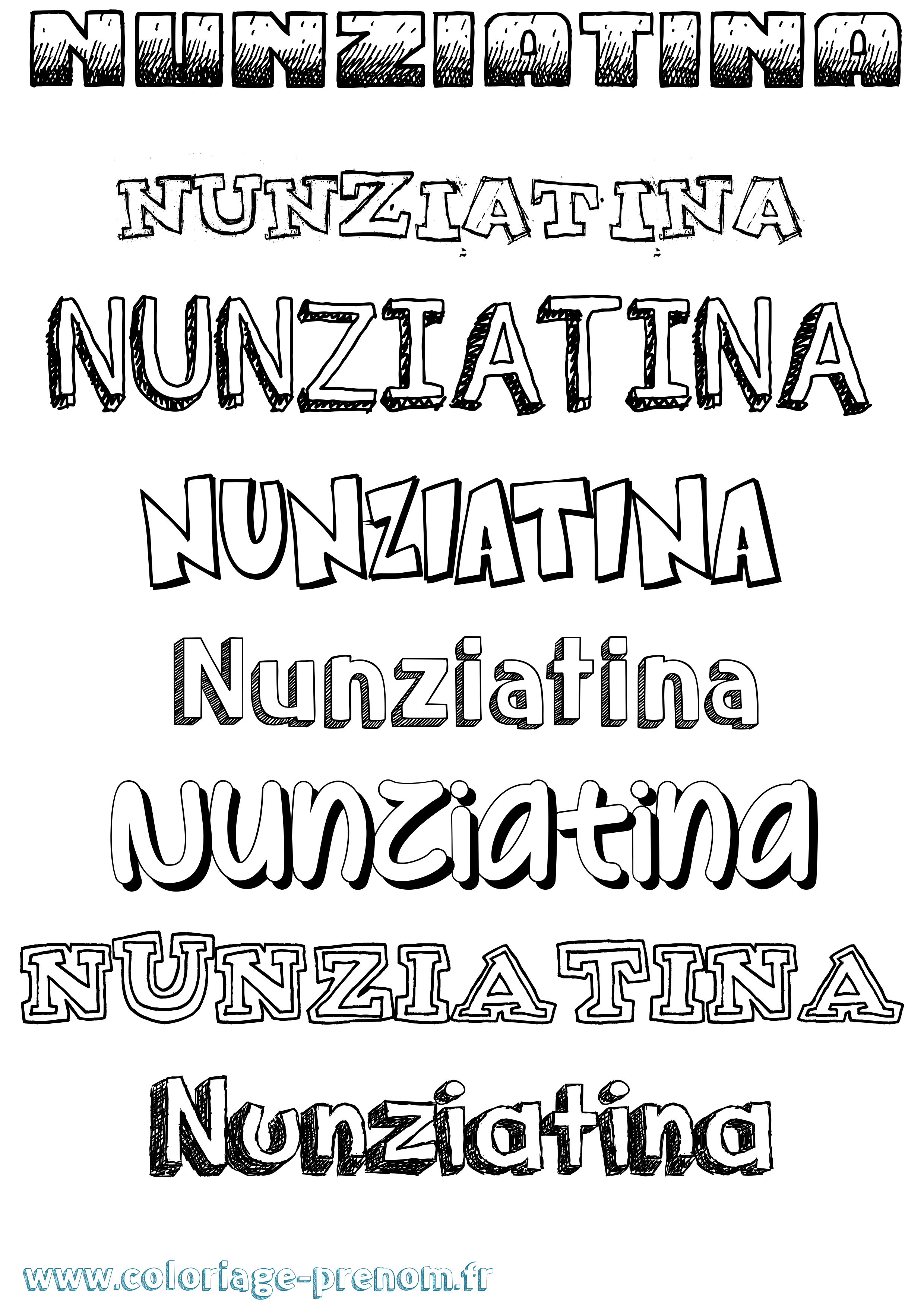 Coloriage Nunziatina Dessiné Coloriage prénom Nunziatina Dessiné