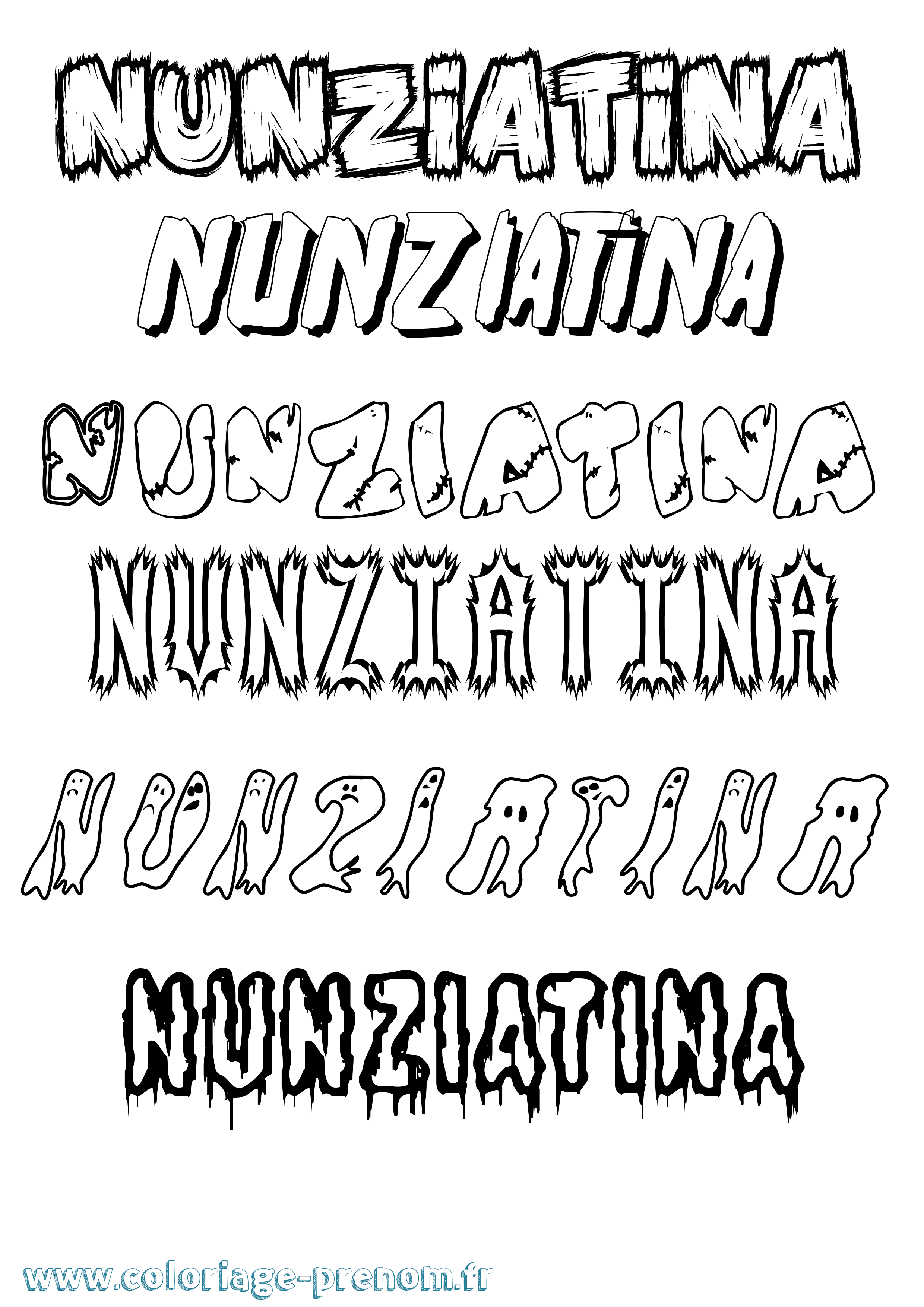 Coloriage Nunziatina Frisson Coloriage prénom Nunziatina Frisson