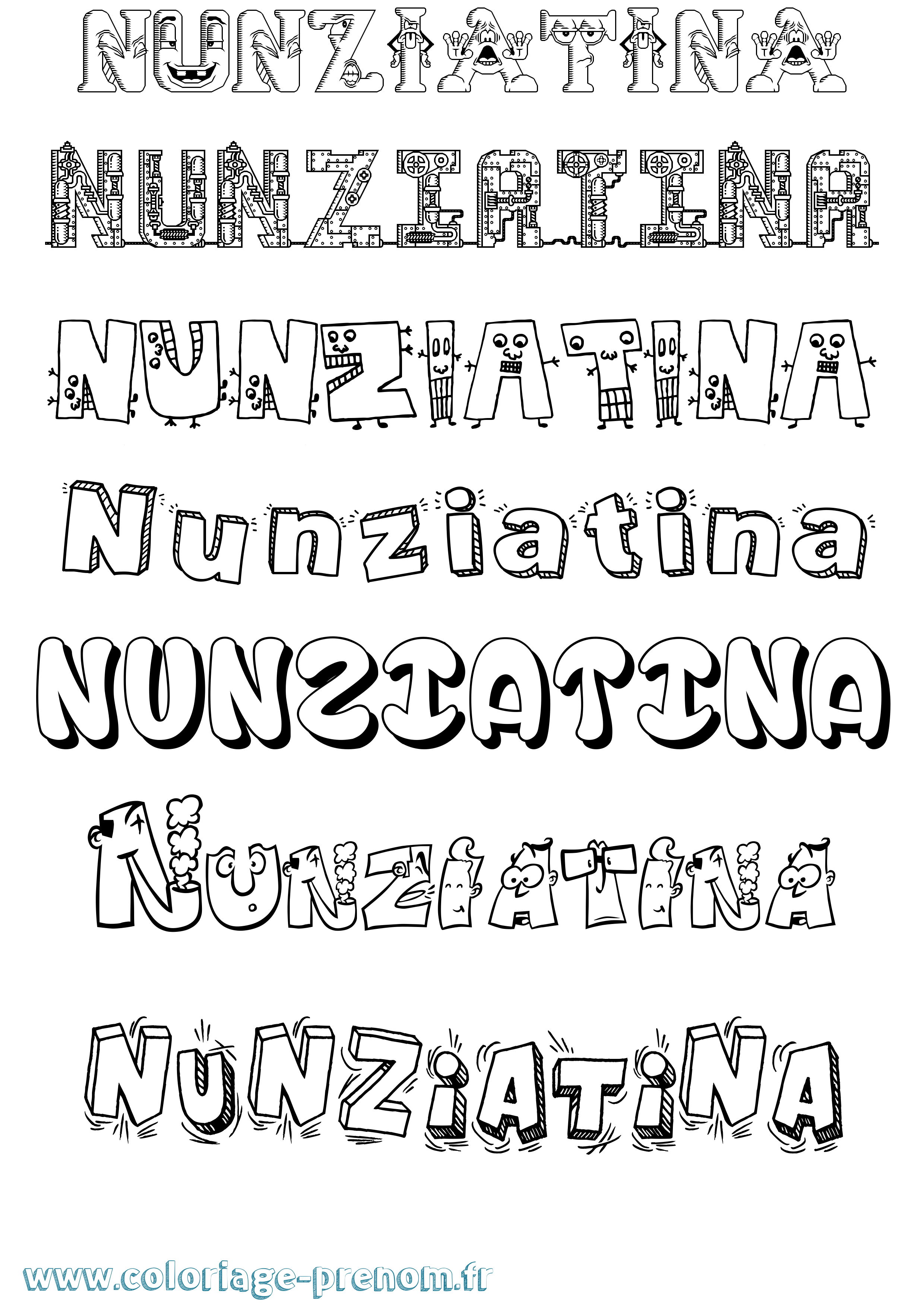 Coloriage Nunziatina Fun Coloriage prénom Nunziatina Fun