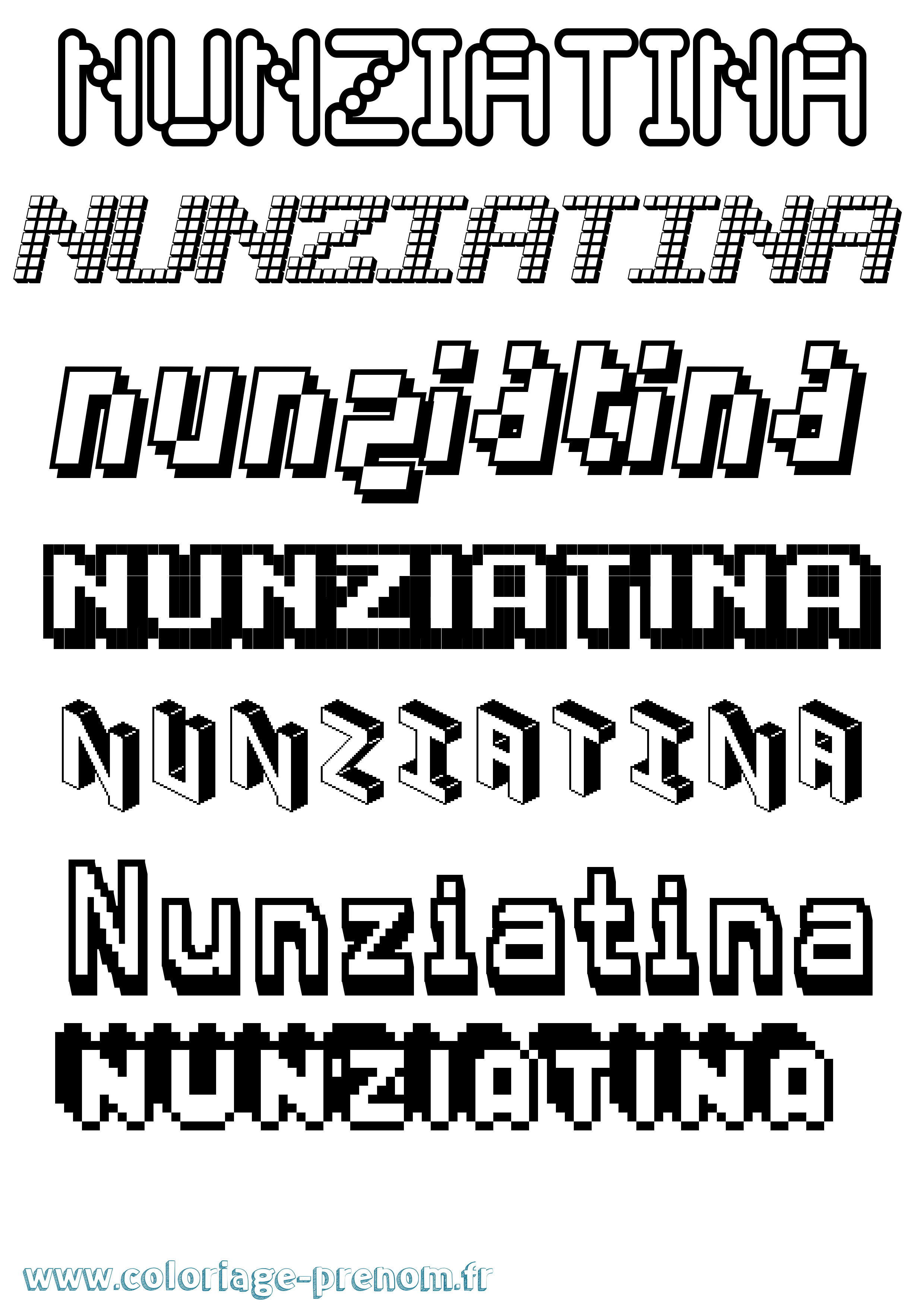 Coloriage Nunziatina Pixel Coloriage prénom Nunziatina Pixel