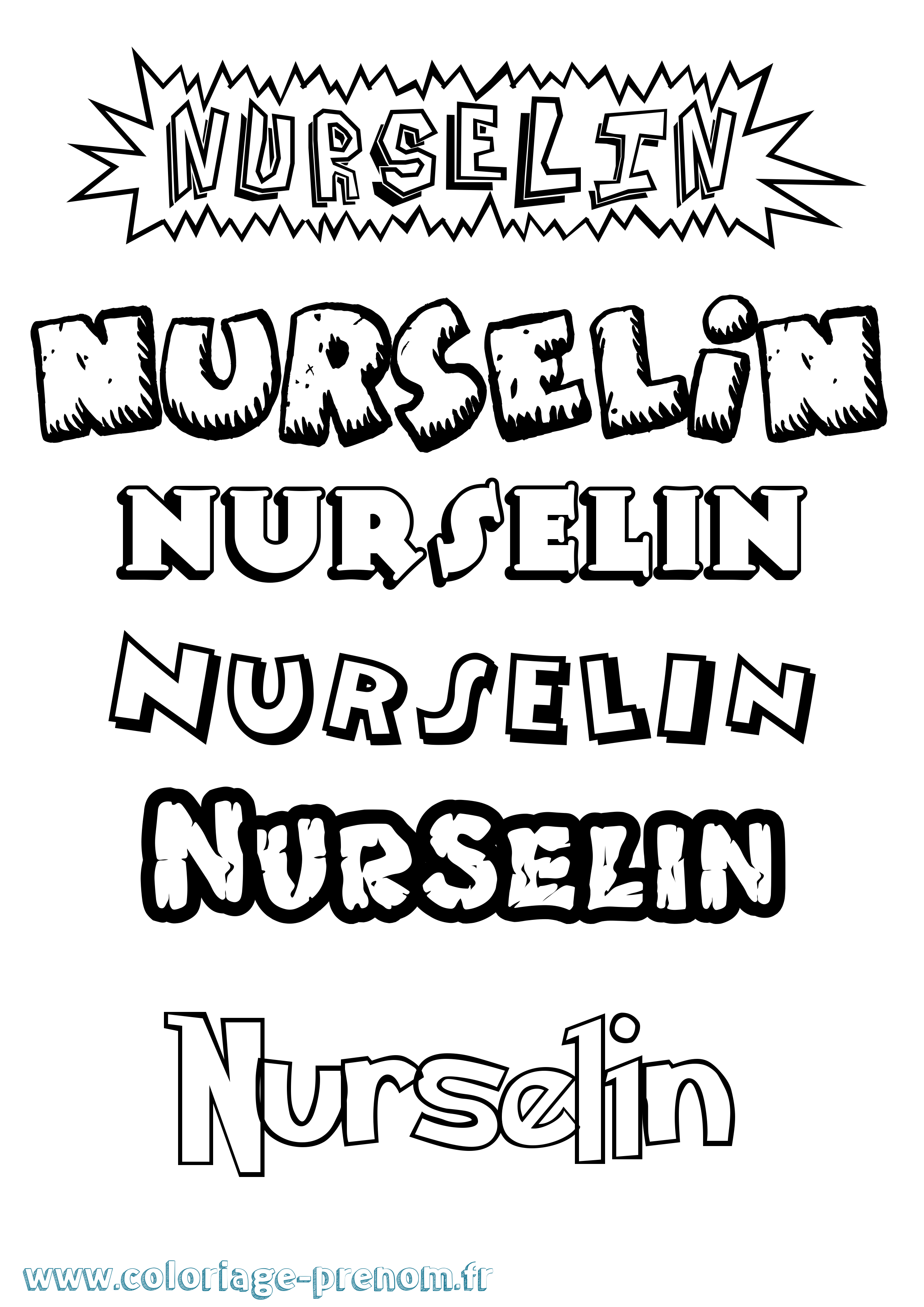 Coloriage Nurselin Dessin Animé Coloriage prénom Nurselin Dessin Animé
