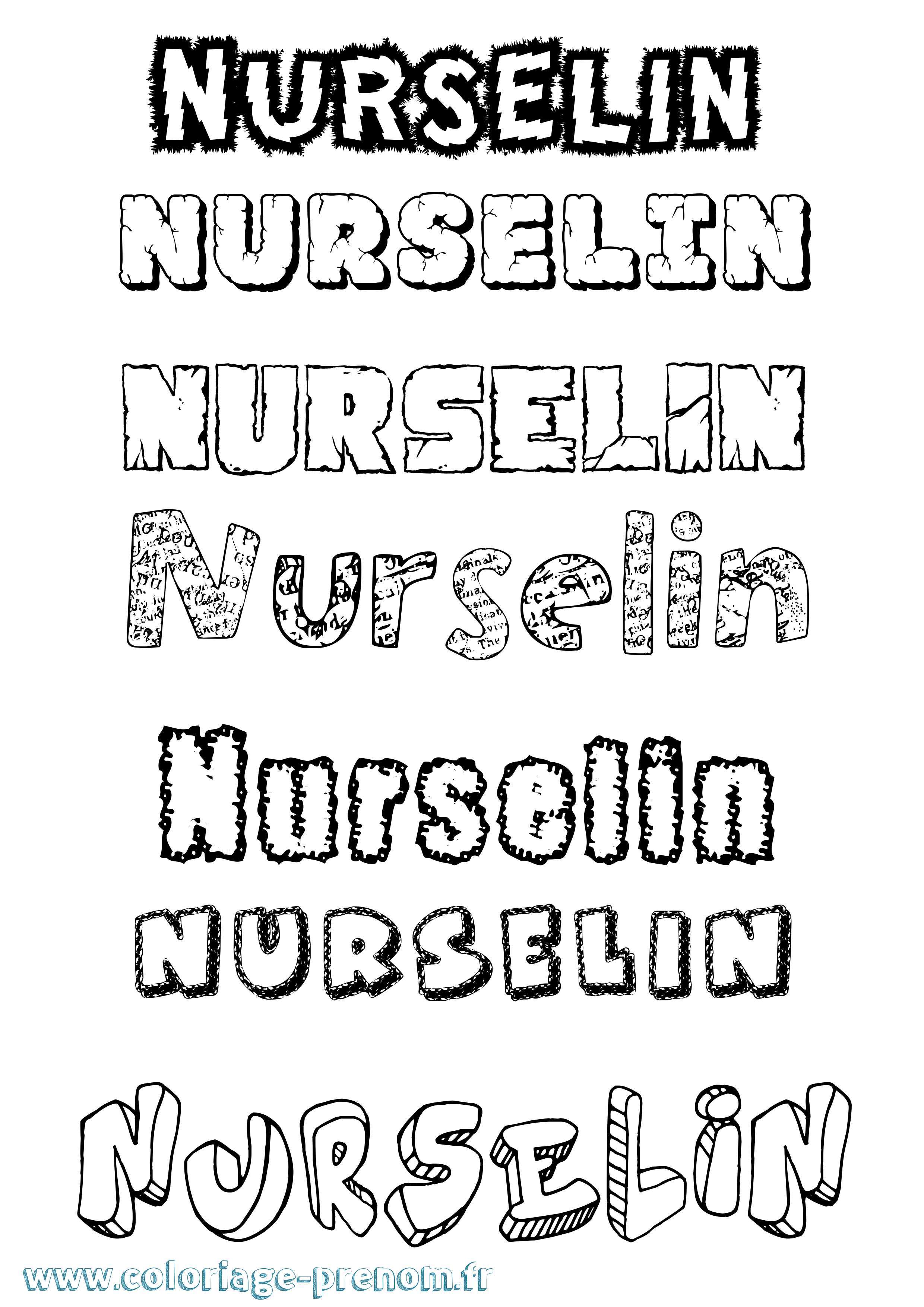 Coloriage Nurselin Destructuré Coloriage prénom Nurselin Destructuré
