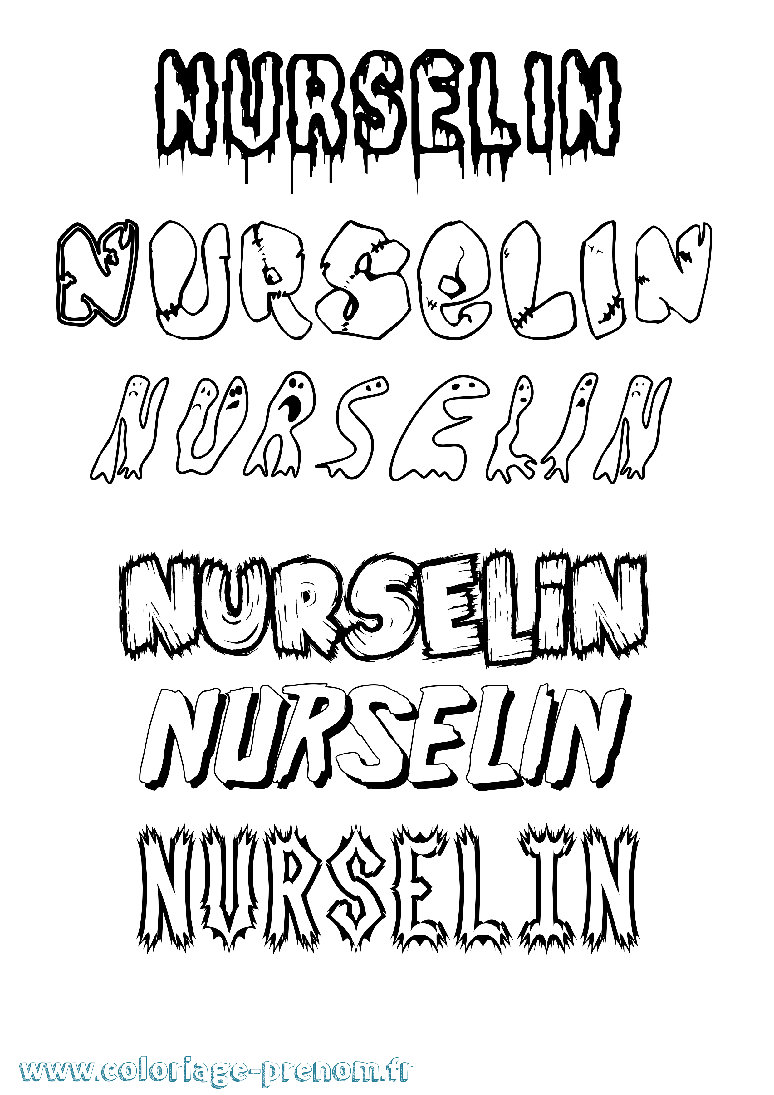 Coloriage Nurselin Frisson Coloriage prénom Nurselin Frisson