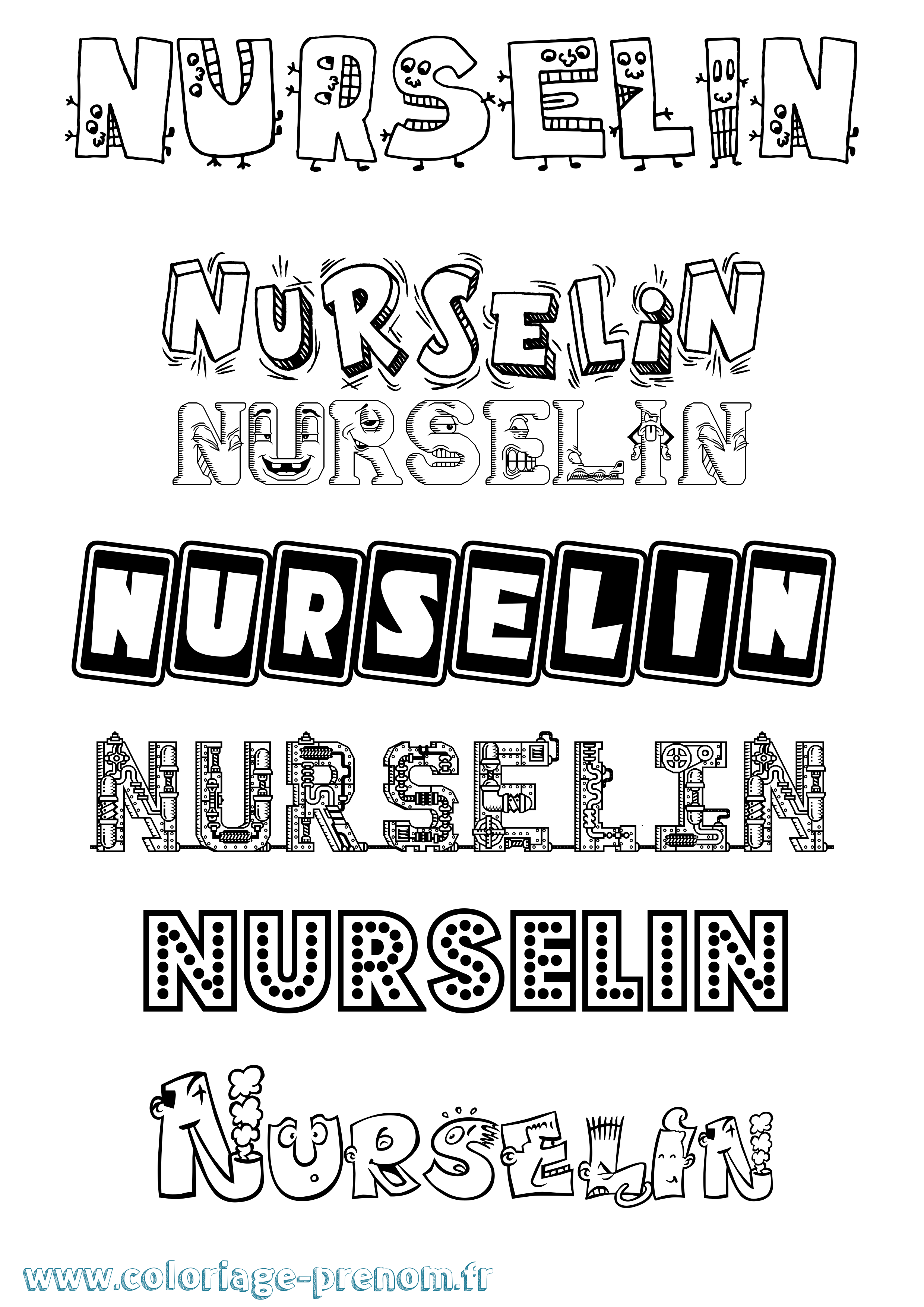 Coloriage Nurselin Fun Coloriage prénom Nurselin Fun
