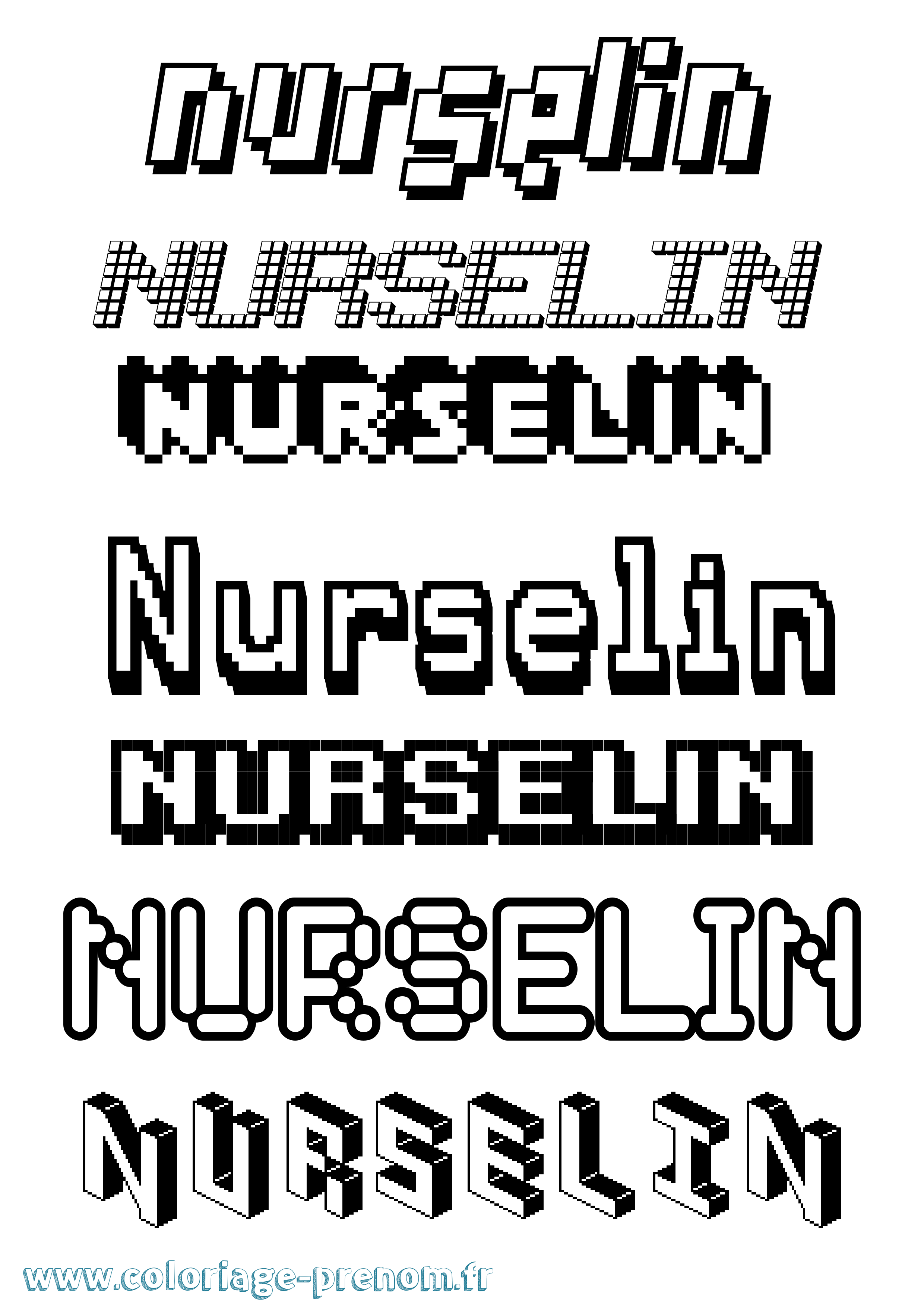 Coloriage Nurselin Pixel Coloriage prénom Nurselin Pixel