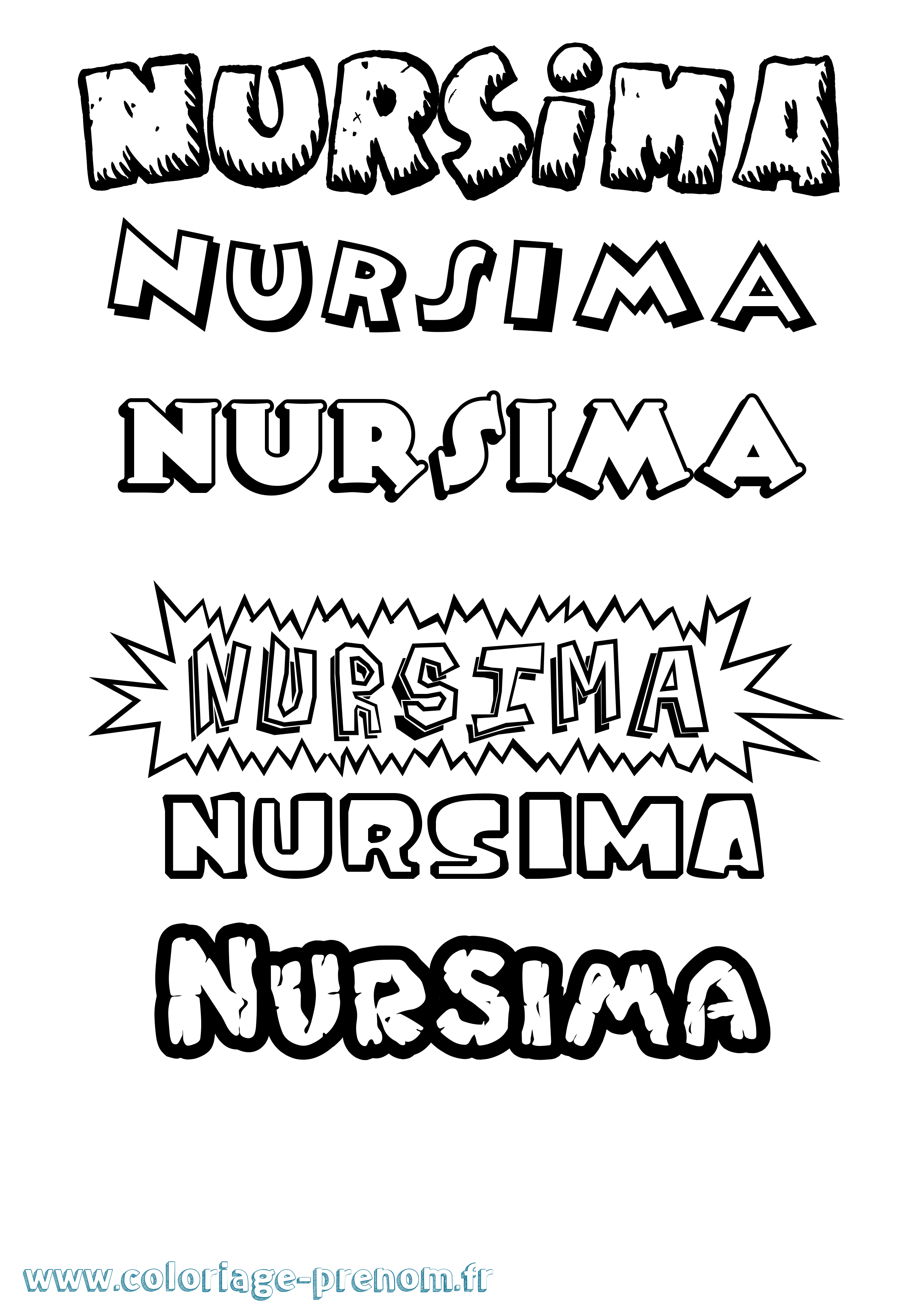 Coloriage Nursima Dessin Animé Coloriage prénom Nursima Dessin Animé
