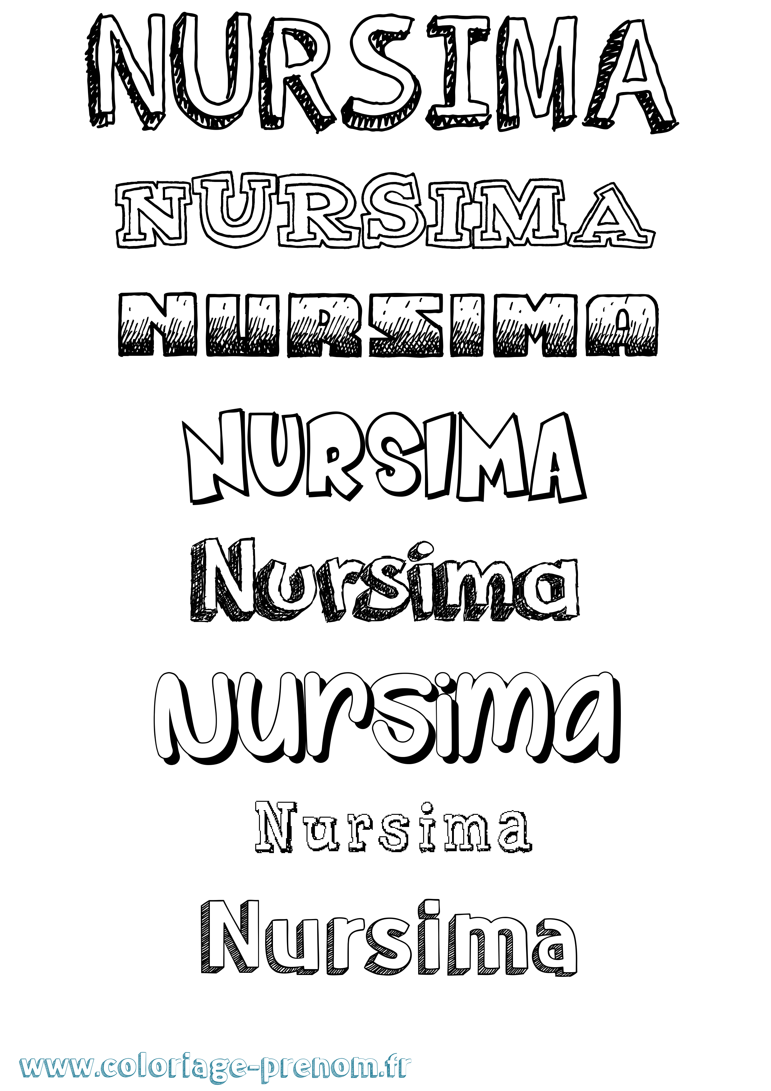 Coloriage Nursima Dessiné Coloriage prénom Nursima Dessiné