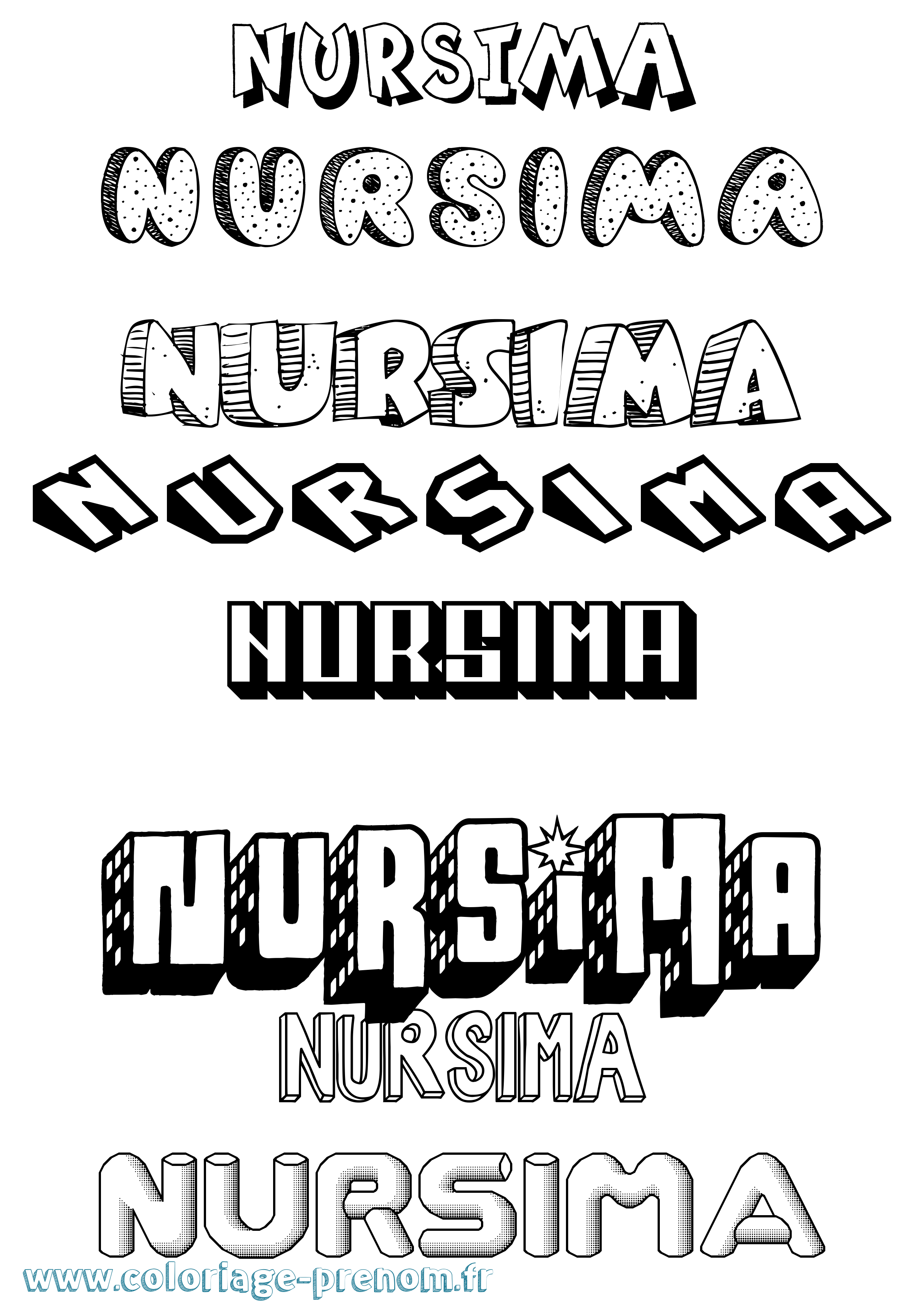 Coloriage Nursima Effet 3D Coloriage prénom Nursima Effet 3D