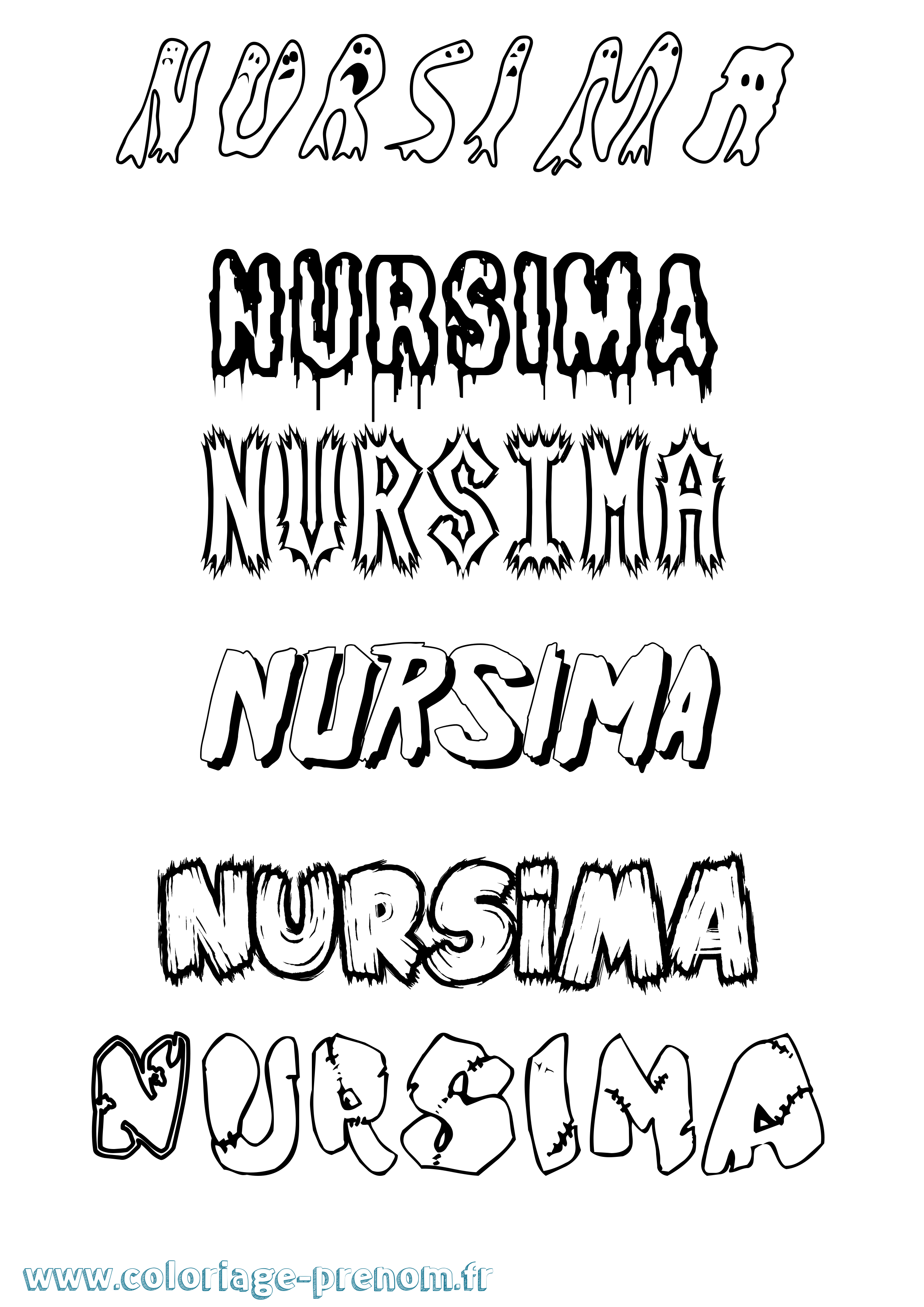 Coloriage Nursima Frisson Coloriage prénom Nursima Frisson