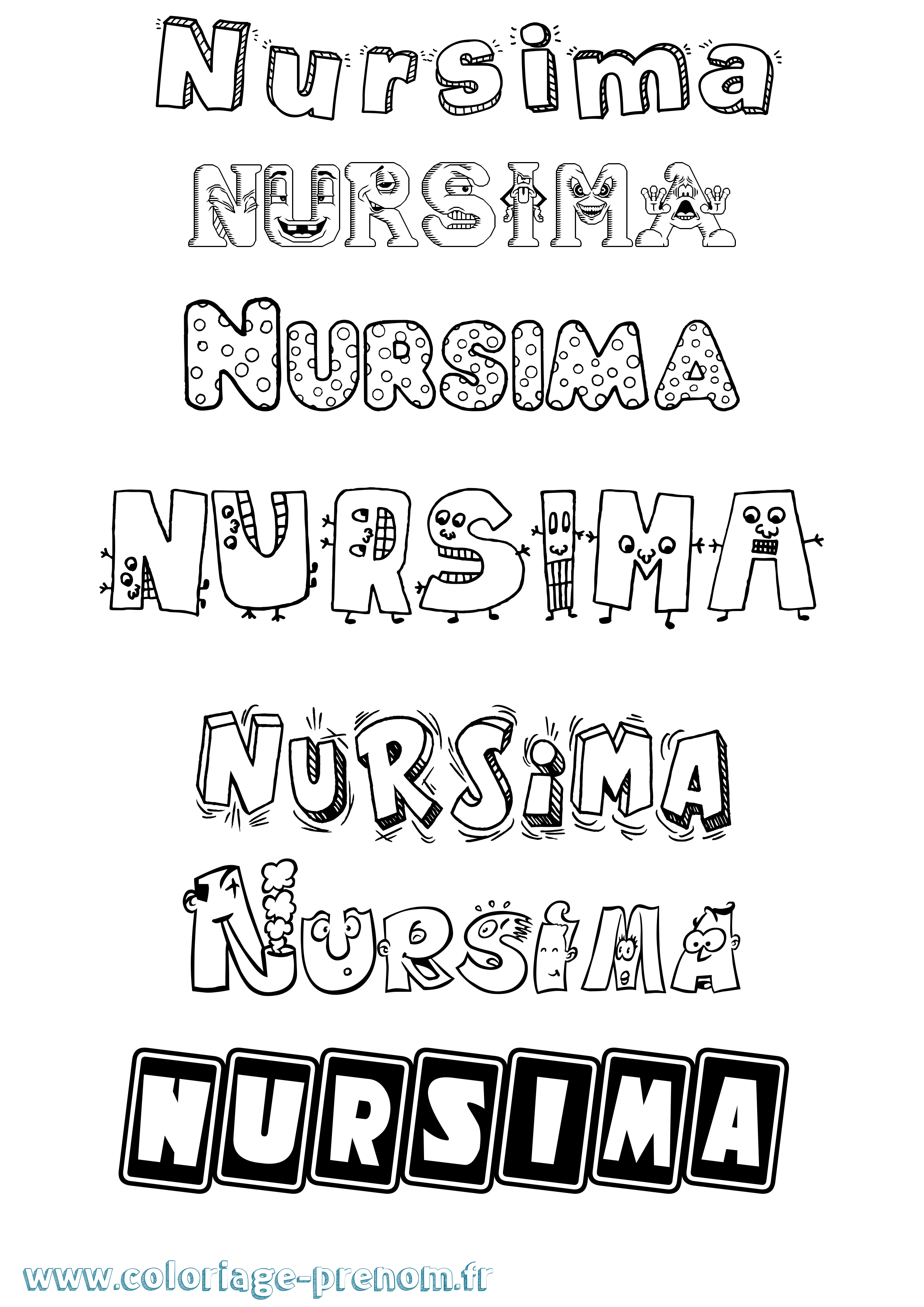 Coloriage Nursima Fun Coloriage prénom Nursima Fun