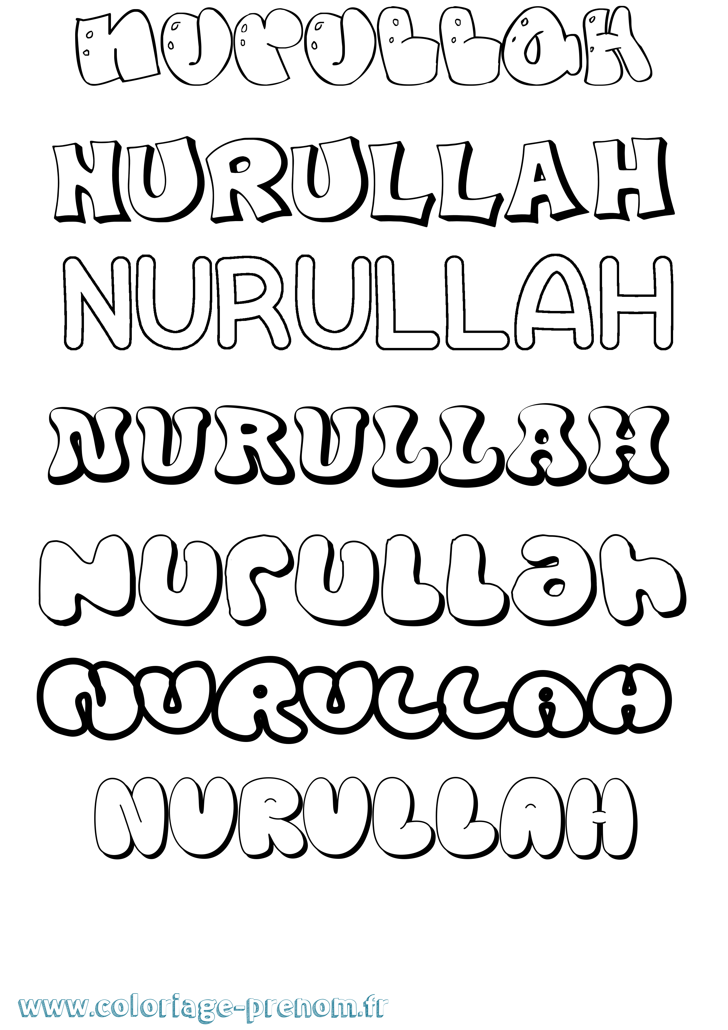 Coloriage Nurullah Bubble Coloriage prénom Nurullah Bubble