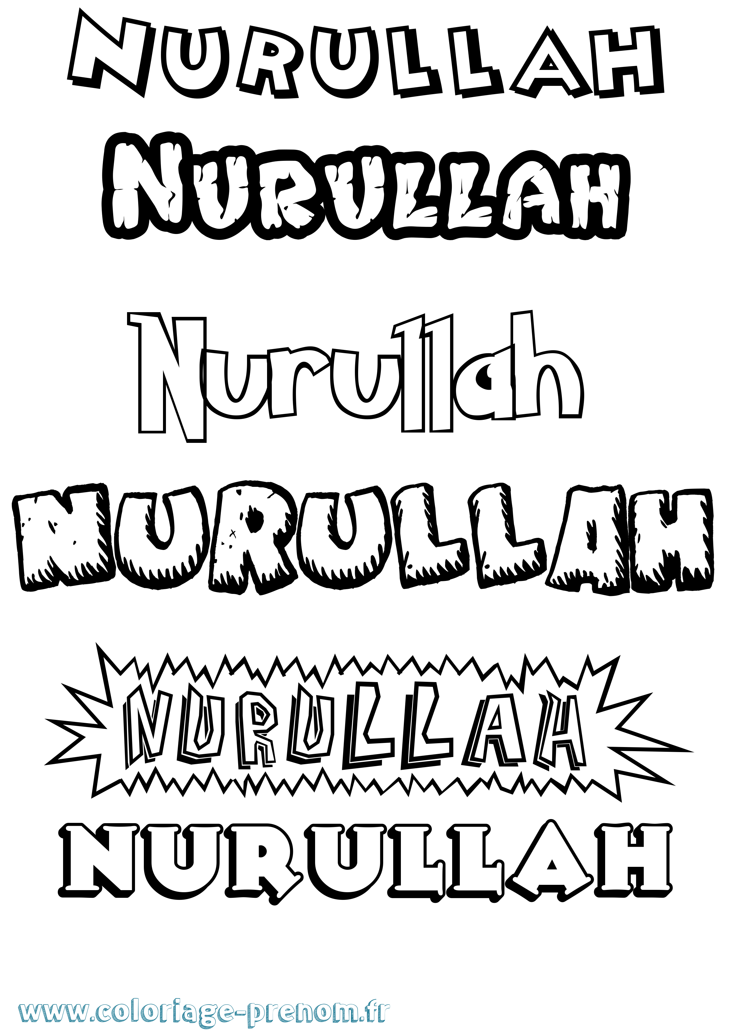 Coloriage Nurullah Dessin Animé Coloriage prénom Nurullah Dessin Animé