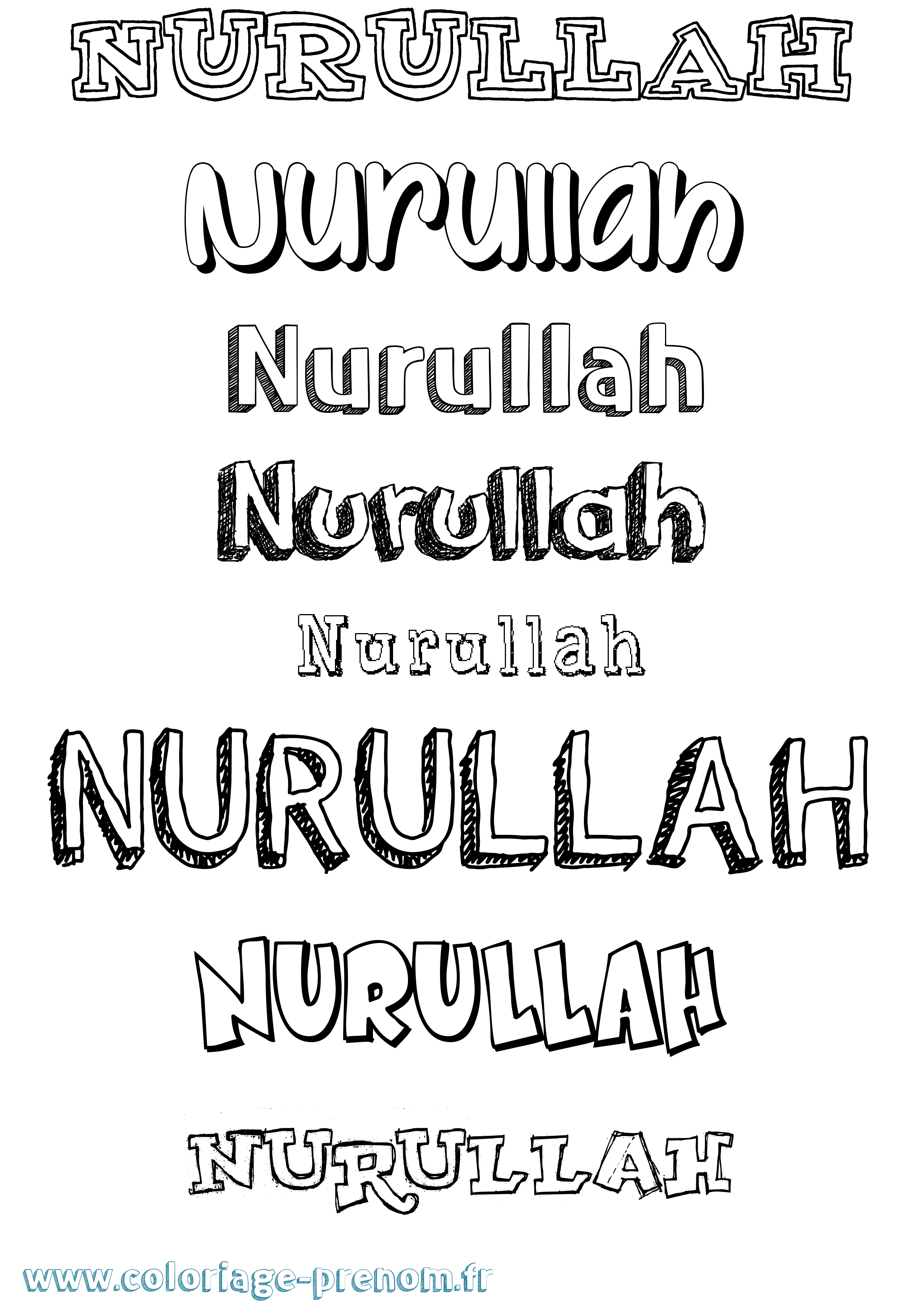 Coloriage Nurullah Dessiné Coloriage prénom Nurullah Dessiné