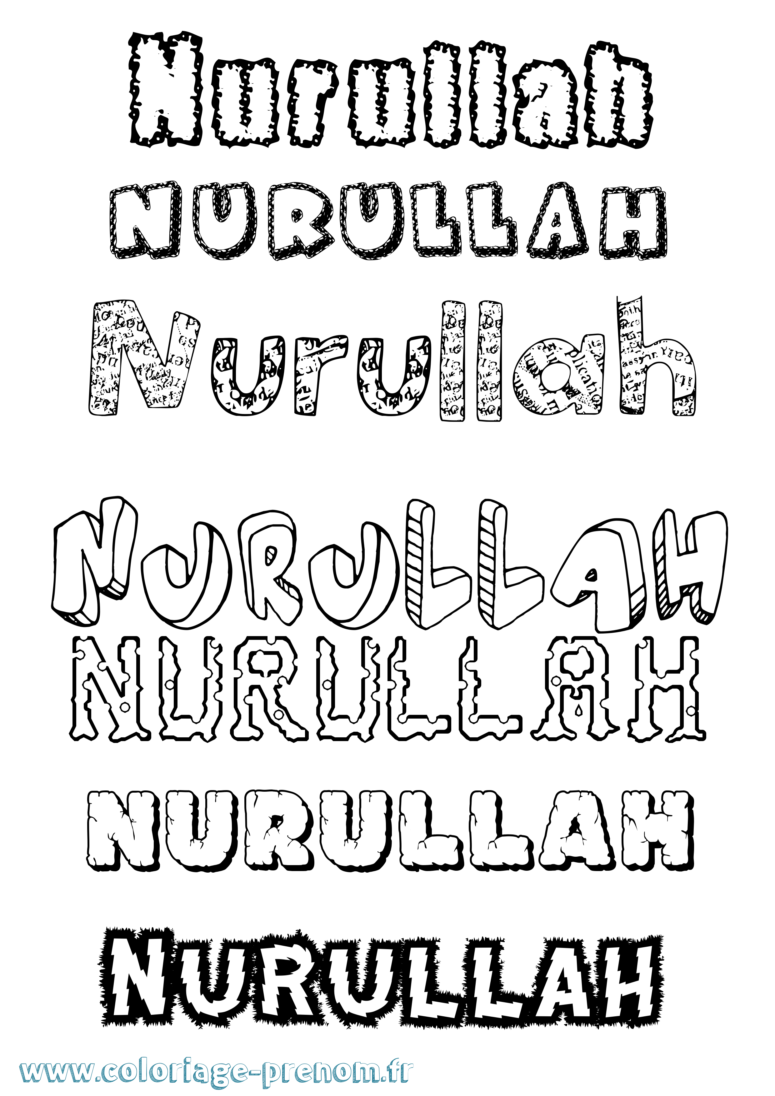 Coloriage Nurullah Destructuré Coloriage prénom Nurullah Destructuré