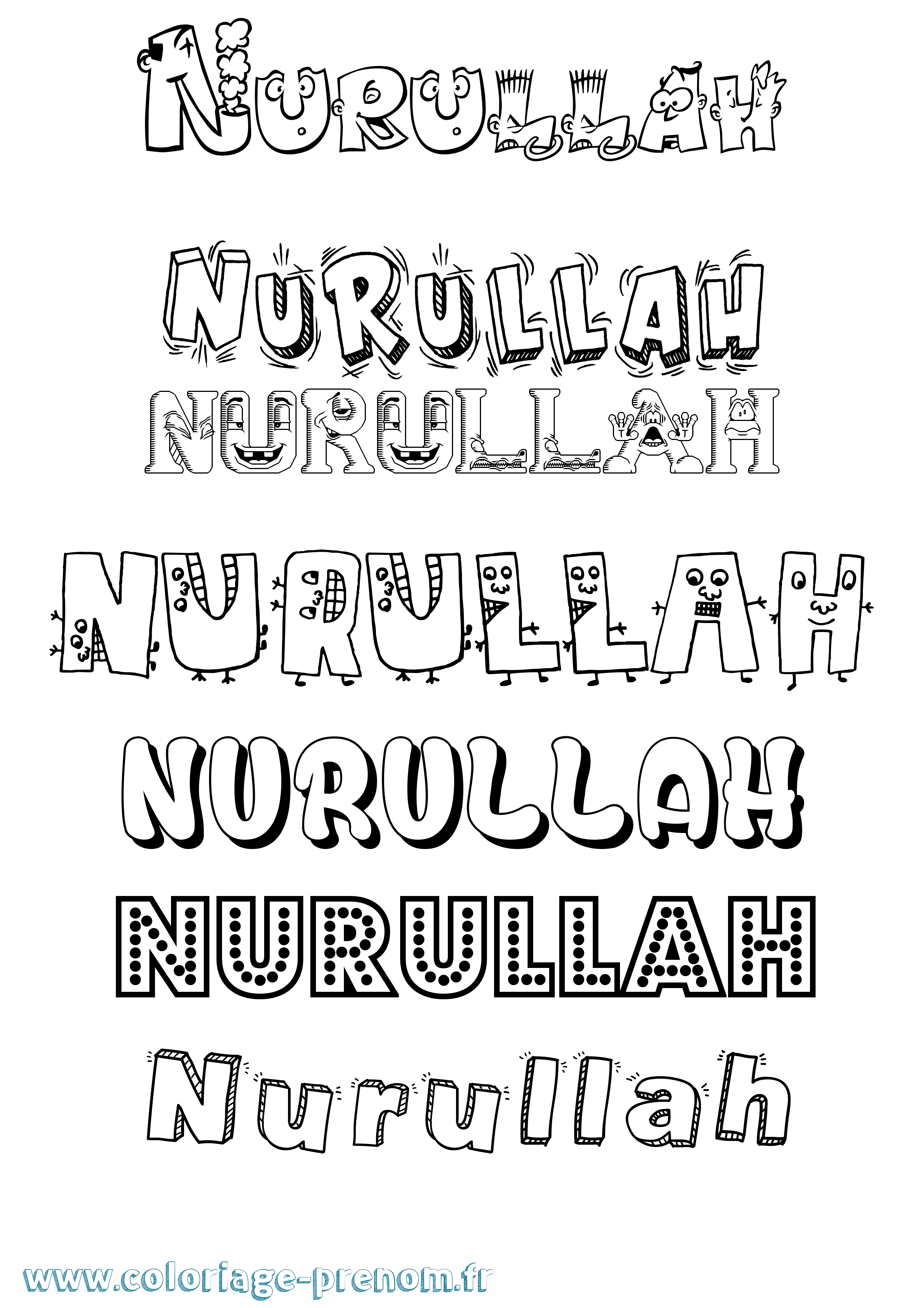 Coloriage Nurullah Fun Coloriage prénom Nurullah Fun