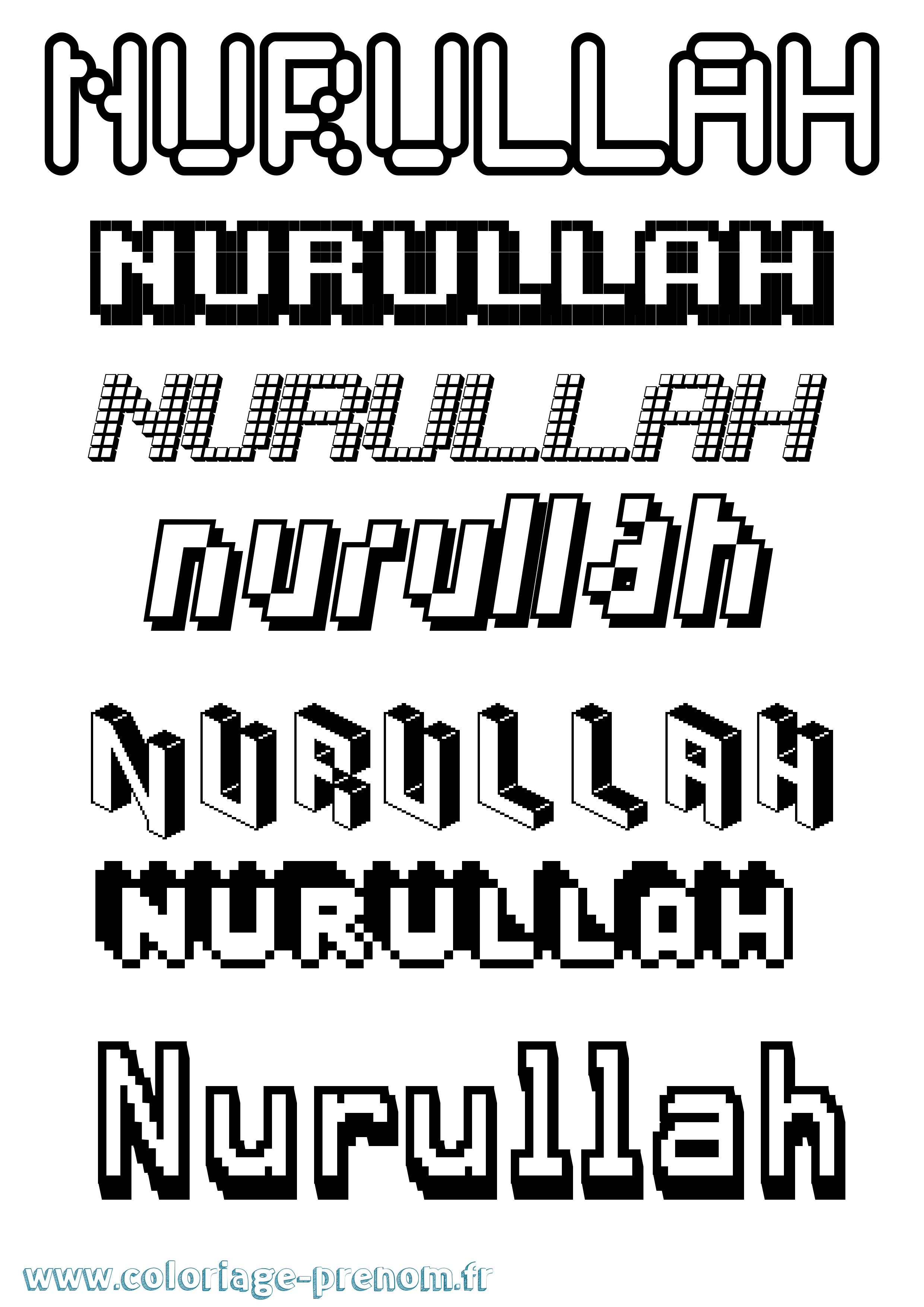Coloriage Nurullah Pixel Coloriage prénom Nurullah Pixel
