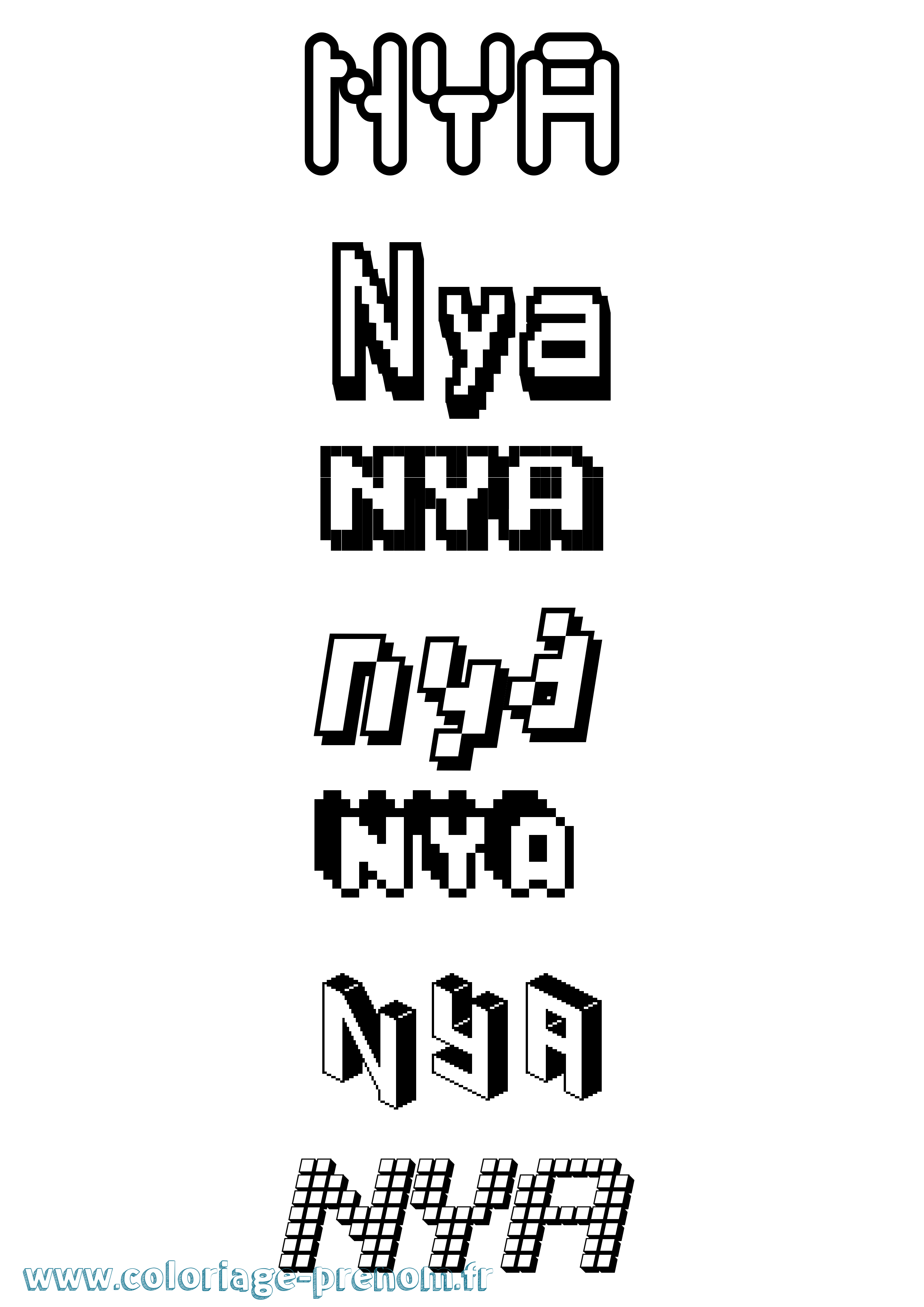 Coloriage Nya Pixel Coloriage prénom Nya Pixel