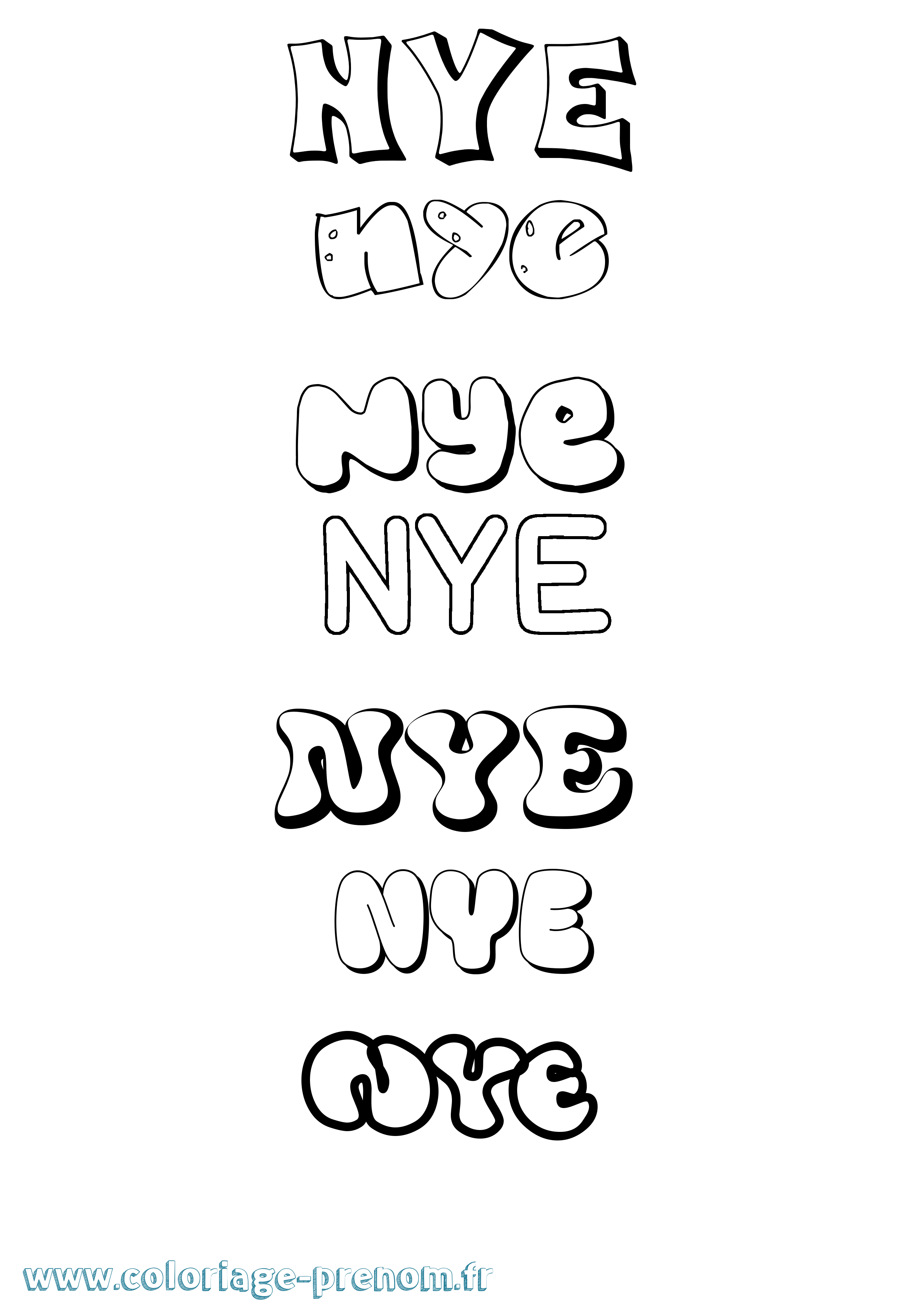 Coloriage Nye Bubble Coloriage prénom Nye Bubble