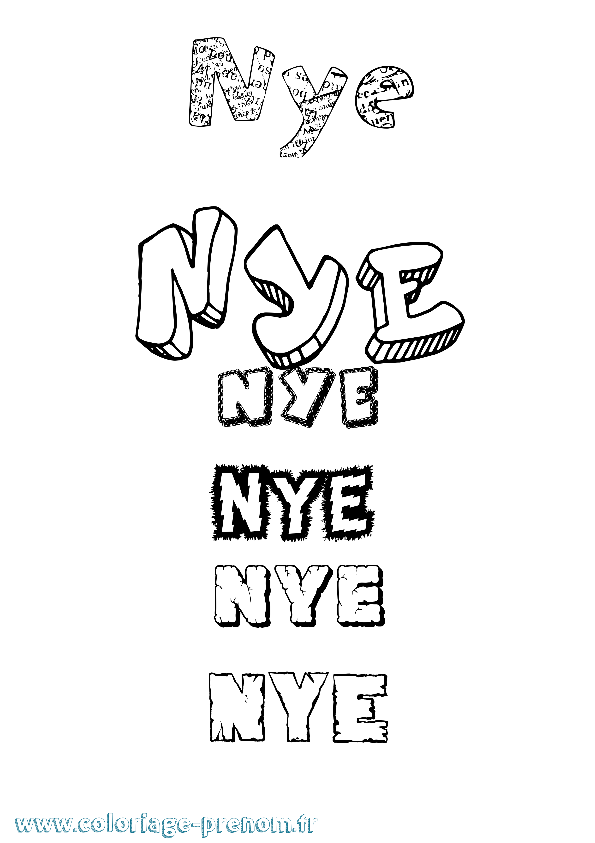 Coloriage Nye Destructuré Coloriage prénom Nye Destructuré