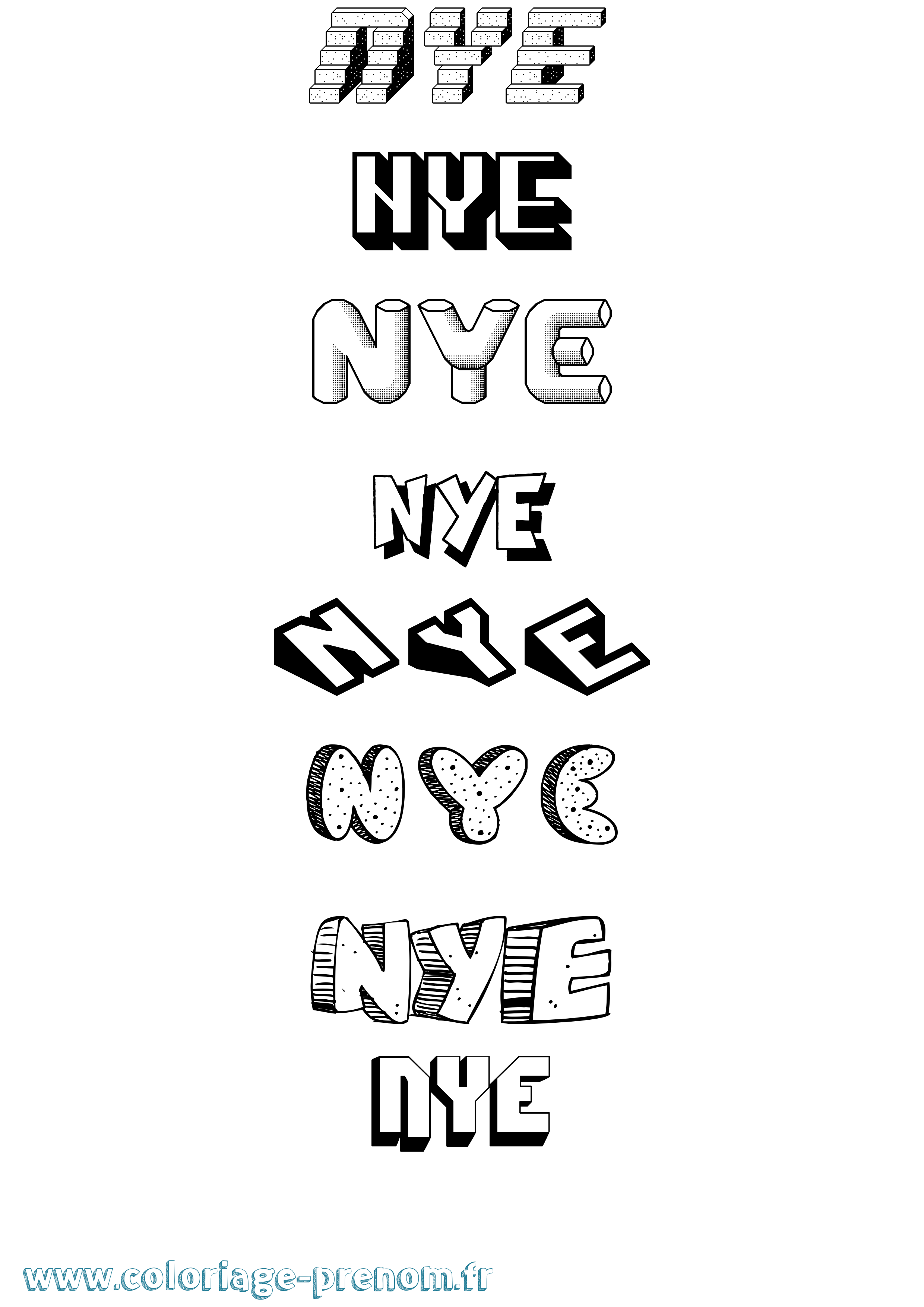 Coloriage Nye Effet 3D Coloriage prénom Nye Effet 3D