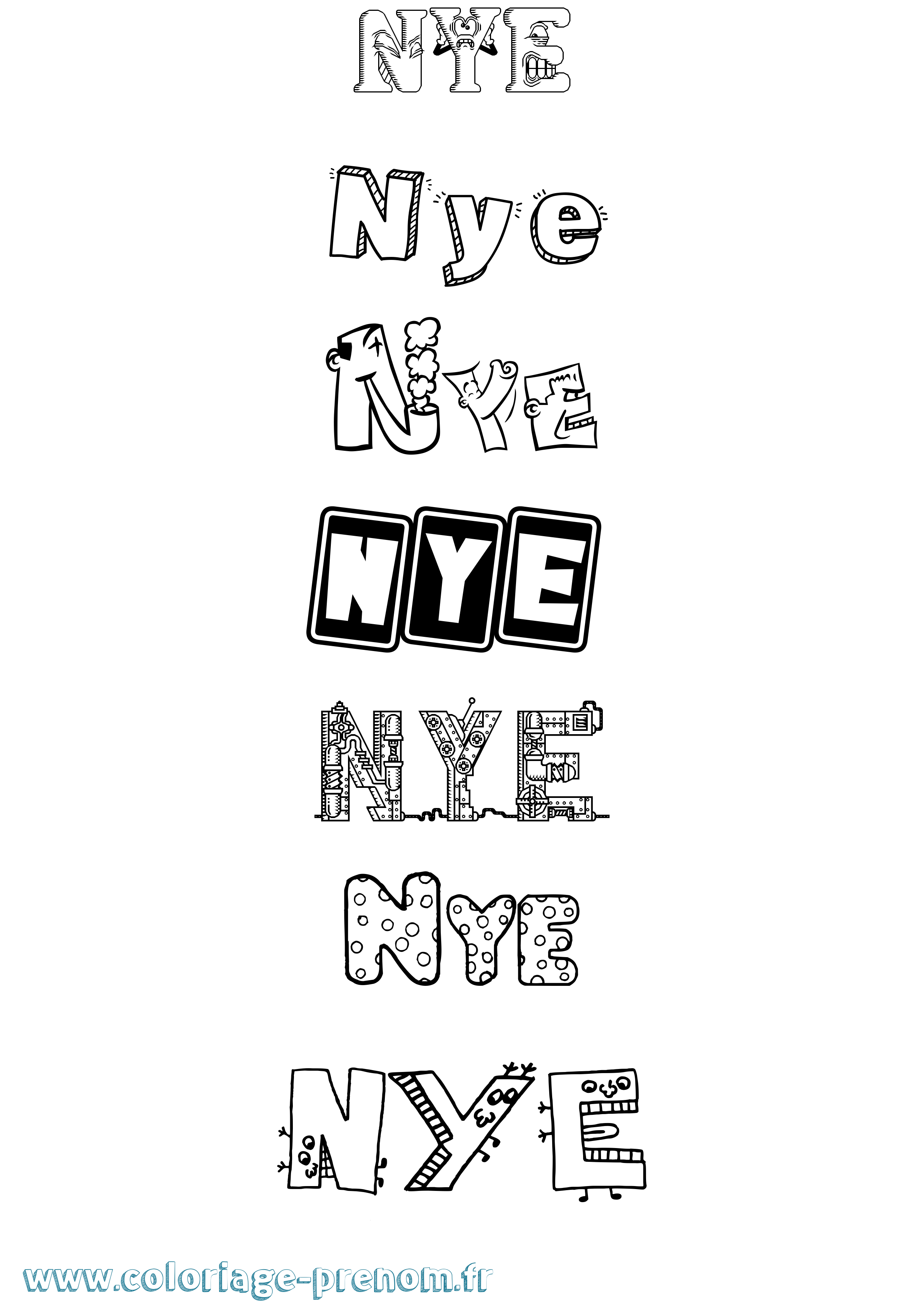 Coloriage Nye Fun Coloriage prénom Nye Fun